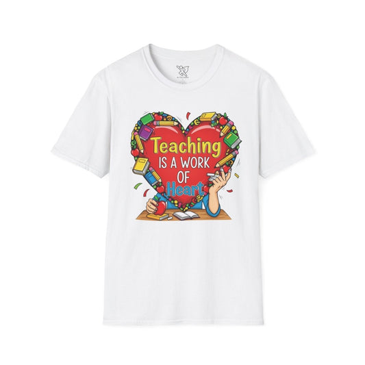 "Teaching Is a Work of Heart" CW - 2 Unisex Teacher Gift, Softstyle Tee, Appreciation Day Apparel, Back to School Clothing - AI Tee Hero
