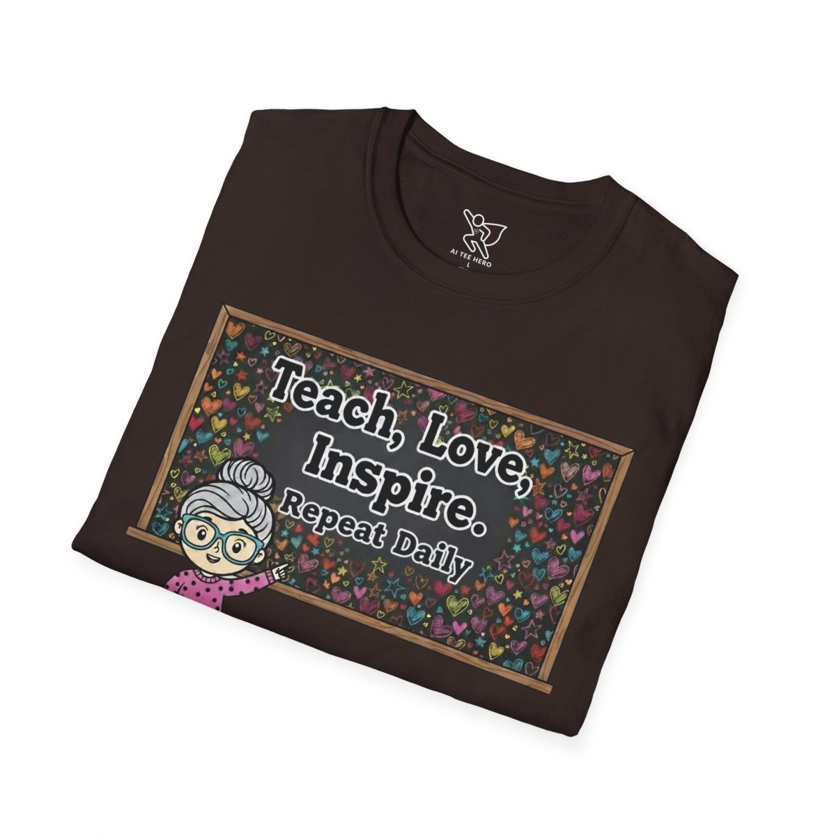 "Teach.Love.Inspire. Repeat Daily" CW - 1 Inspire Teacher T-Shirt, Gifts for Educators, Inspirational Tees, Cute Classroom Apparel, Teach Love Inspire Shirt - AI Tee Hero