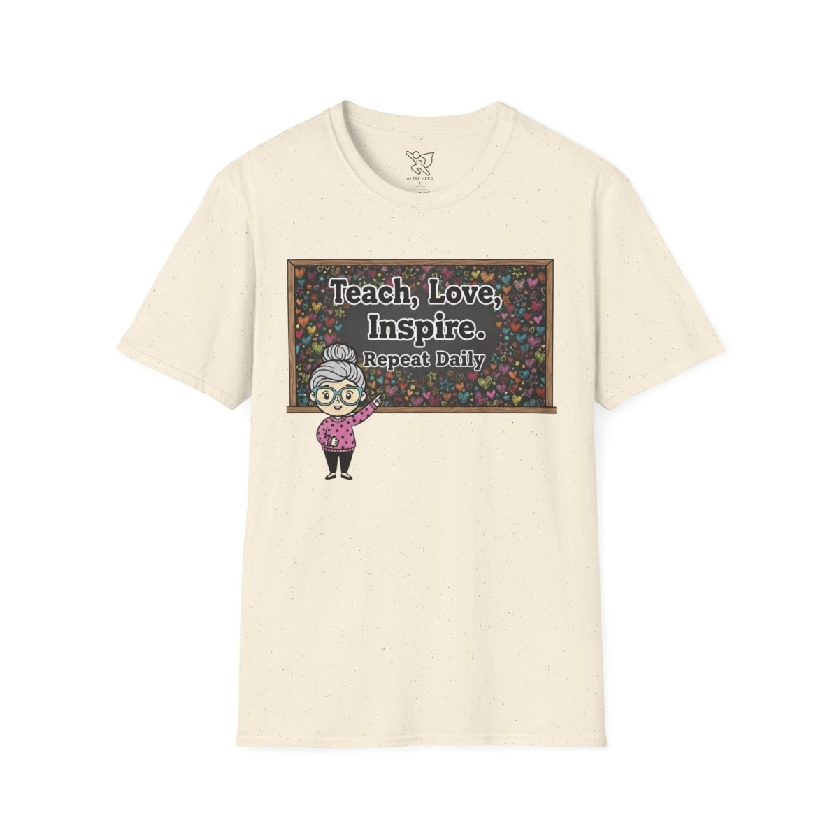 "Teach.Love.Inspire. Repeat Daily" CW - 1 Inspire Teacher T-Shirt, Gifts for Educators, Inspirational Tees, Cute Classroom Apparel, Teach Love Inspire Shirt - AI Tee Hero