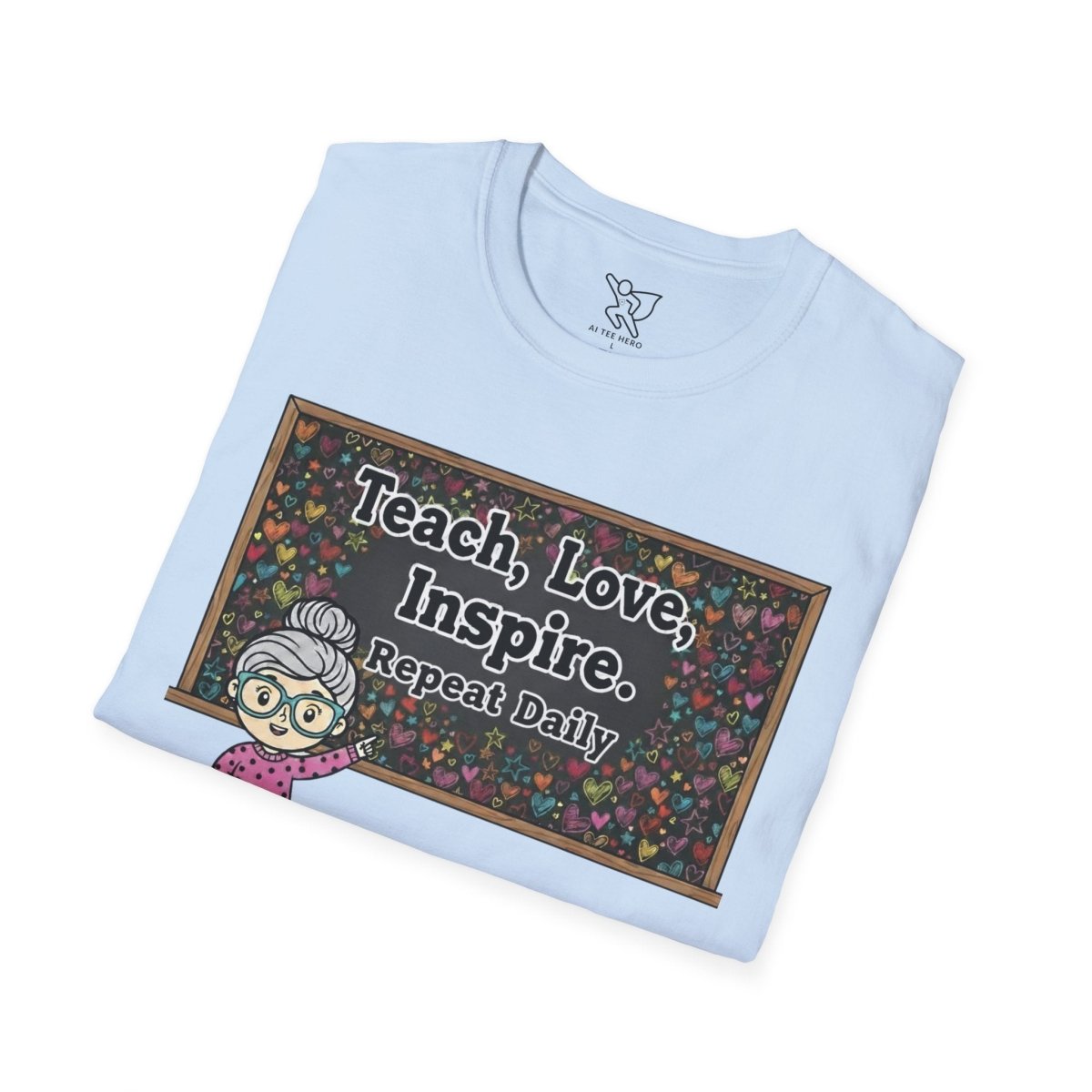 "Teach.Love.Inspire. Repeat Daily" CW - 1 Inspire Teacher T-Shirt, Gifts for Educators, Inspirational Tees, Cute Classroom Apparel, Teach Love Inspire Shirt - AI Tee Hero