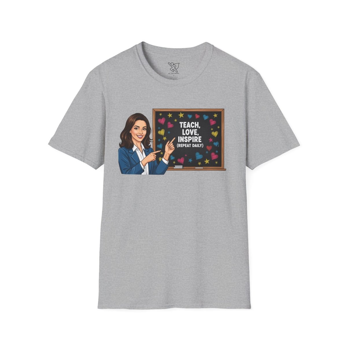 "Teach.Love.Inspire. Repeat Daily" CW - 2 Inspire Teacher T-Shirt, Gifts for Educators, Inspirational Tees, Cute Classroom Apparel, Teach Love Inspire Shirt - AI Tee Hero