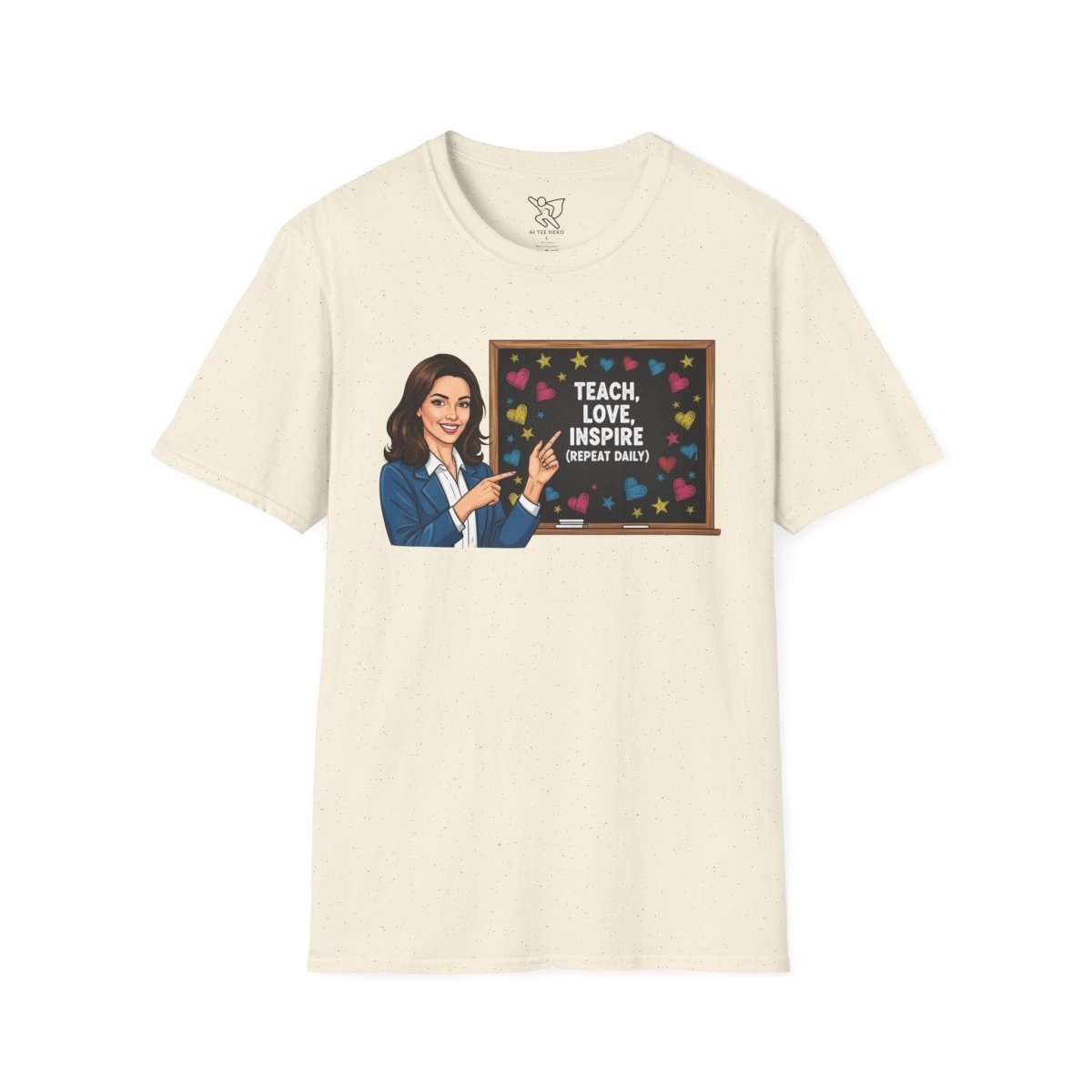 "Teach.Love.Inspire. Repeat Daily" CW - 2 Inspire Teacher T-Shirt, Gifts for Educators, Inspirational Tees, Cute Classroom Apparel, Teach Love Inspire Shirt - AI Tee Hero