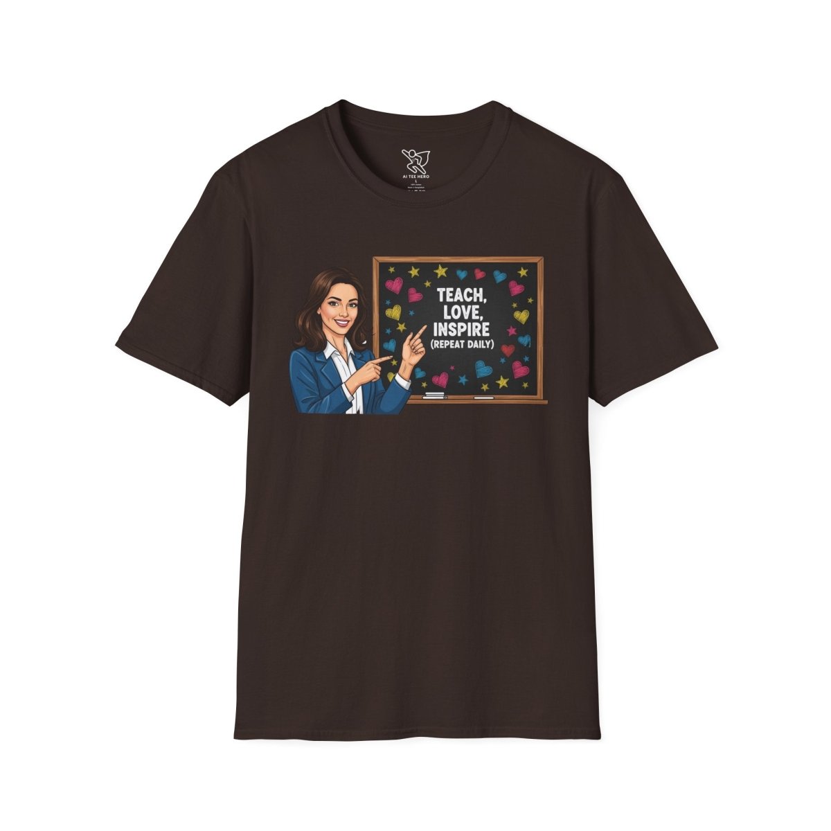 "Teach.Love.Inspire. Repeat Daily" CW - 2 Inspire Teacher T-Shirt, Gifts for Educators, Inspirational Tees, Cute Classroom Apparel, Teach Love Inspire Shirt - AI Tee Hero
