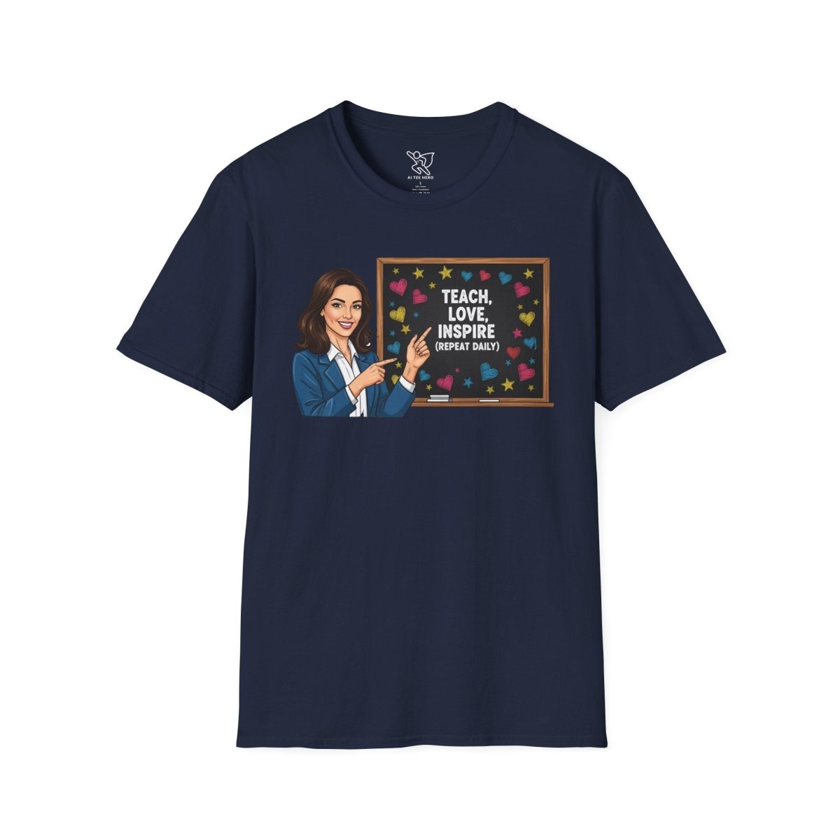 "Teach.Love.Inspire. Repeat Daily" CW - 2 Inspire Teacher T-Shirt, Gifts for Educators, Inspirational Tees, Cute Classroom Apparel, Teach Love Inspire Shirt - AI Tee Hero