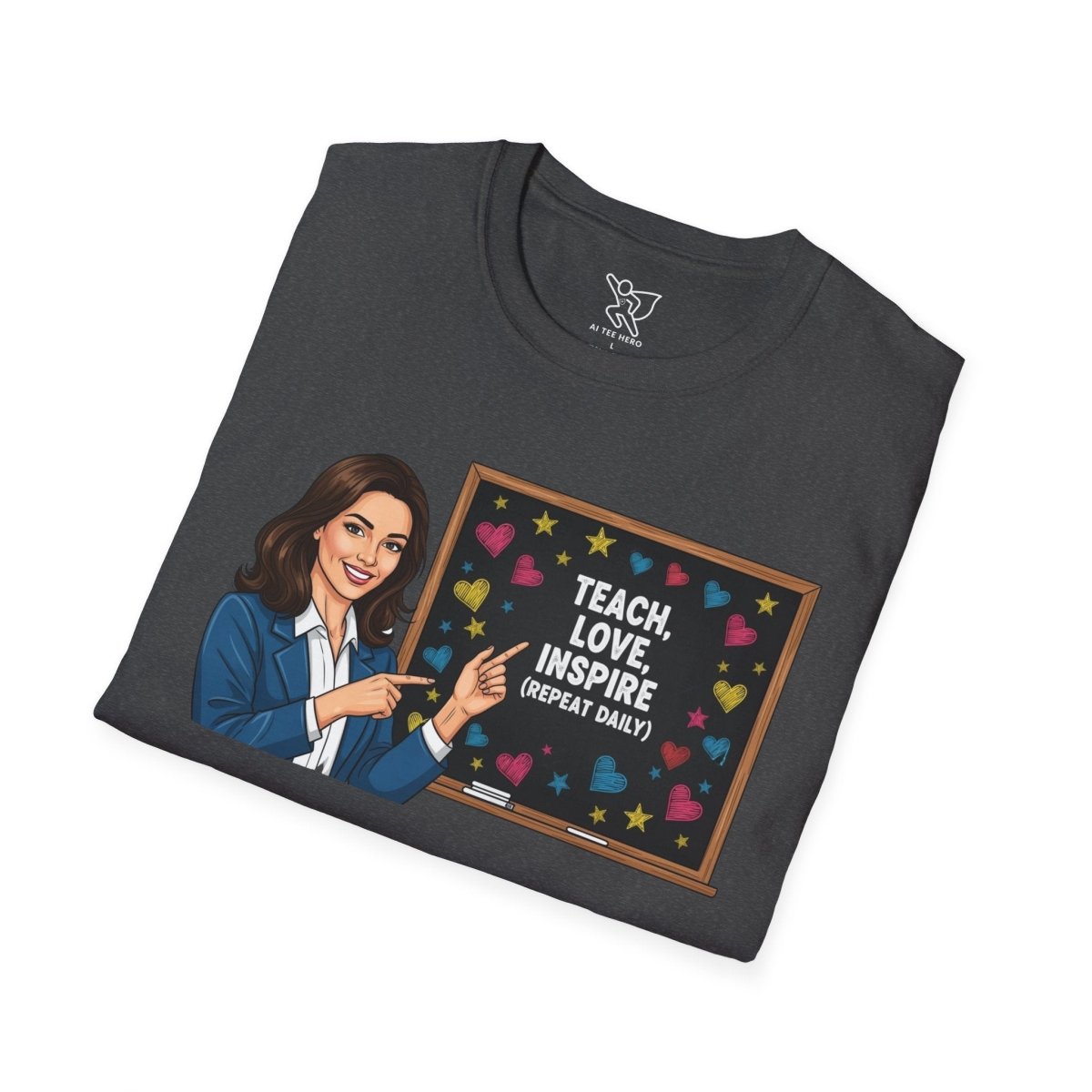 "Teach.Love.Inspire. Repeat Daily" CW - 2 Inspire Teacher T-Shirt, Gifts for Educators, Inspirational Tees, Cute Classroom Apparel, Teach Love Inspire Shirt - AI Tee Hero