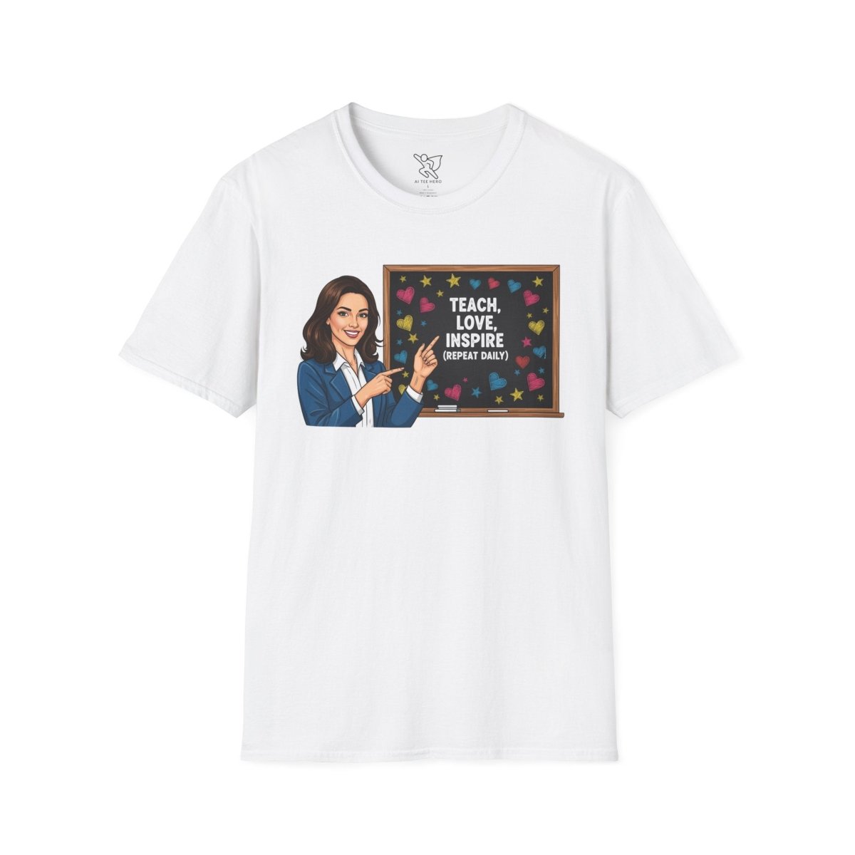 "Teach.Love.Inspire. Repeat Daily" CW - 2 Inspire Teacher T-Shirt, Gifts for Educators, Inspirational Tees, Cute Classroom Apparel, Teach Love Inspire Shirt - AI Tee Hero