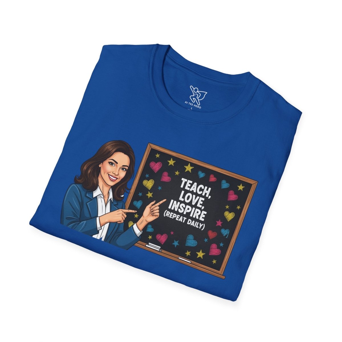 "Teach.Love.Inspire. Repeat Daily" CW - 2 Inspire Teacher T-Shirt, Gifts for Educators, Inspirational Tees, Cute Classroom Apparel, Teach Love Inspire Shirt - AI Tee Hero
