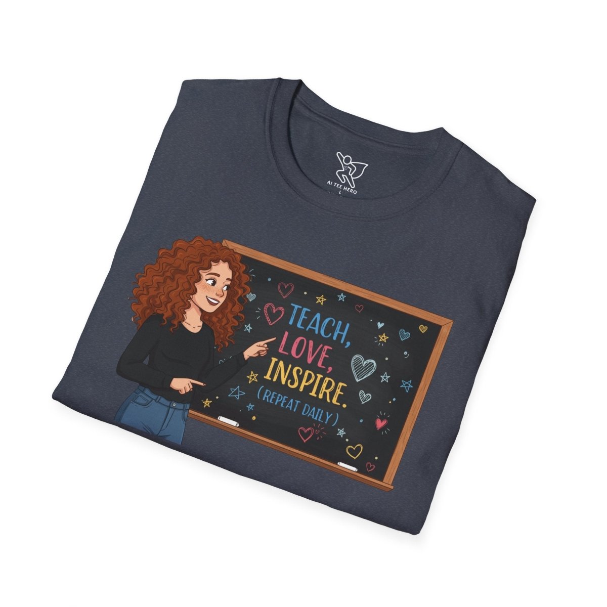 "Teach.Love.Inspire. Repeat Daily" CW - 3 Inspire Teacher T-Shirt, Gifts for Educators, Inspirational Tees, Cute Classroom Apparel, Teach Love Inspire Shirt - AI Tee Hero