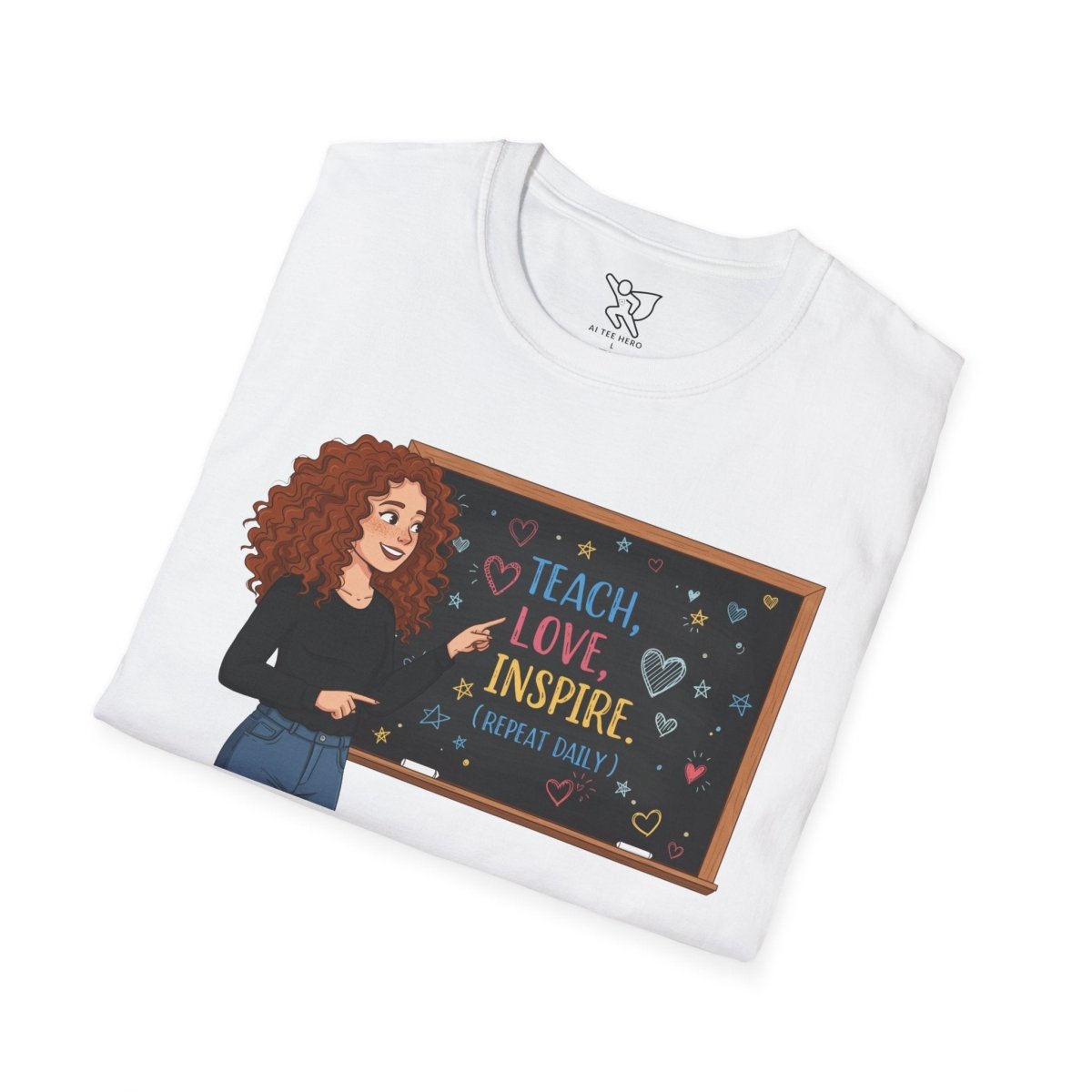 "Teach.Love.Inspire. Repeat Daily" CW - 3 Inspire Teacher T-Shirt, Gifts for Educators, Inspirational Tees, Cute Classroom Apparel, Teach Love Inspire Shirt - AI Tee Hero