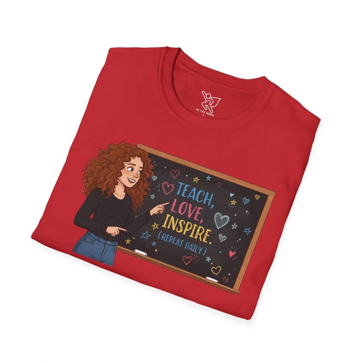 "Teach.Love.Inspire. Repeat Daily" CW - 3 Inspire Teacher T-Shirt, Gifts for Educators, Inspirational Tees, Cute Classroom Apparel, Teach Love Inspire Shirt - AI Tee Hero