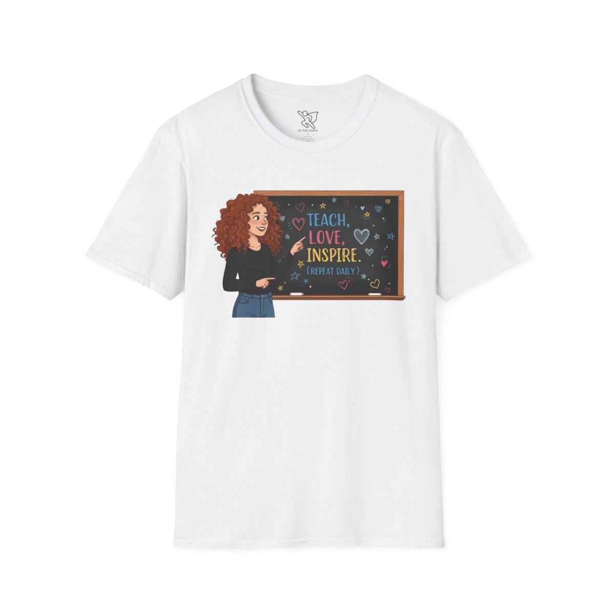 "Teach.Love.Inspire. Repeat Daily" CW - 3 Inspire Teacher T-Shirt, Gifts for Educators, Inspirational Tees, Cute Classroom Apparel, Teach Love Inspire Shirt - AI Tee Hero