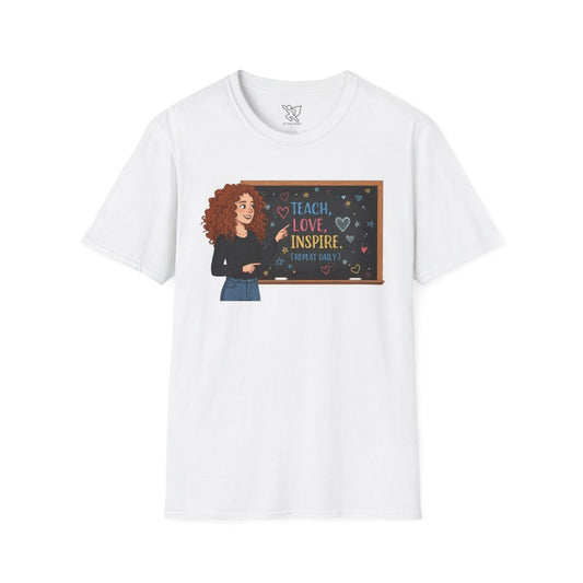 "Teach.Love.Inspire. Repeat Daily" CW - 3 Inspire Teacher T-Shirt, Gifts for Educators, Inspirational Tees, Cute Classroom Apparel, Teach Love Inspire Shirt - AI Tee Hero