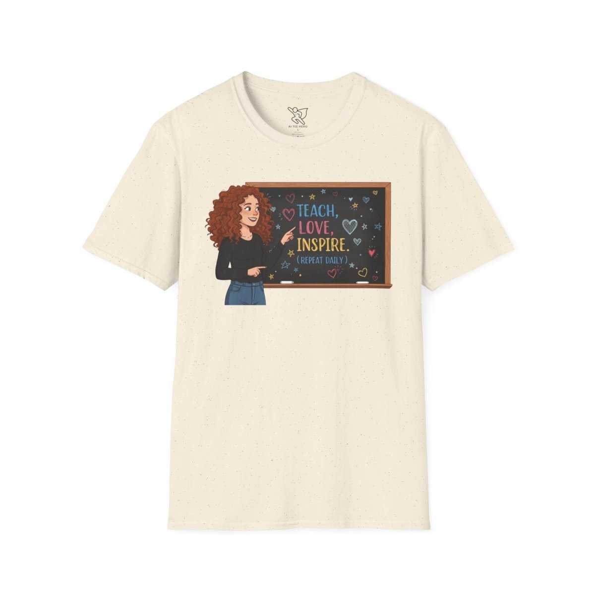 "Teach.Love.Inspire. Repeat Daily" CW - 3 Inspire Teacher T-Shirt, Gifts for Educators, Inspirational Tees, Cute Classroom Apparel, Teach Love Inspire Shirt - AI Tee Hero