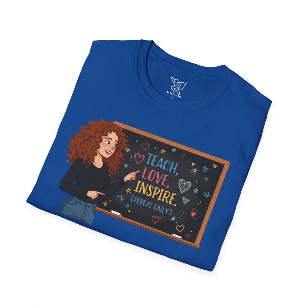"Teach.Love.Inspire. Repeat Daily" CW - 3 Inspire Teacher T-Shirt, Gifts for Educators, Inspirational Tees, Cute Classroom Apparel, Teach Love Inspire Shirt - AI Tee Hero