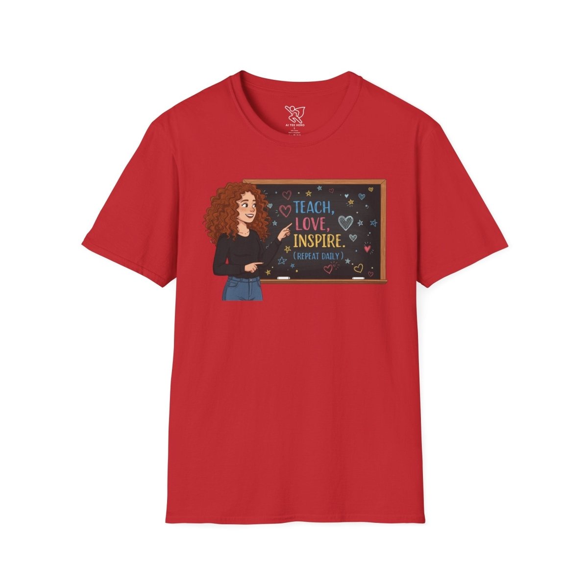 "Teach.Love.Inspire. Repeat Daily" CW - 3 Inspire Teacher T-Shirt, Gifts for Educators, Inspirational Tees, Cute Classroom Apparel, Teach Love Inspire Shirt - AI Tee Hero