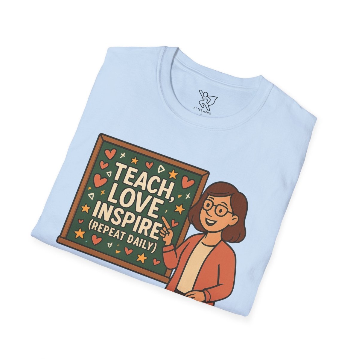 "Teach.Love.Inspire. Repeat Daily" CW - 4 Inspire Teacher T-Shirt, Gifts for Educators, Inspirational Tees, Cute Classroom Apparel, Teach Love Inspire Shirt - AI Tee Hero