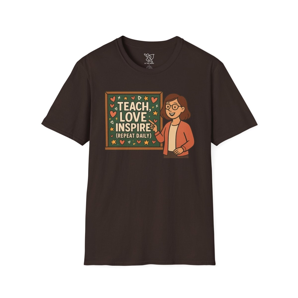 "Teach.Love.Inspire. Repeat Daily" CW - 4 Inspire Teacher T-Shirt, Gifts for Educators, Inspirational Tees, Cute Classroom Apparel, Teach Love Inspire Shirt - AI Tee Hero
