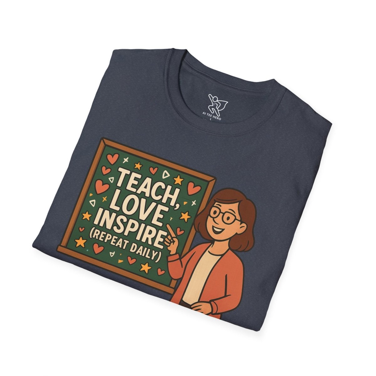 "Teach.Love.Inspire. Repeat Daily" CW - 4 Inspire Teacher T-Shirt, Gifts for Educators, Inspirational Tees, Cute Classroom Apparel, Teach Love Inspire Shirt - AI Tee Hero