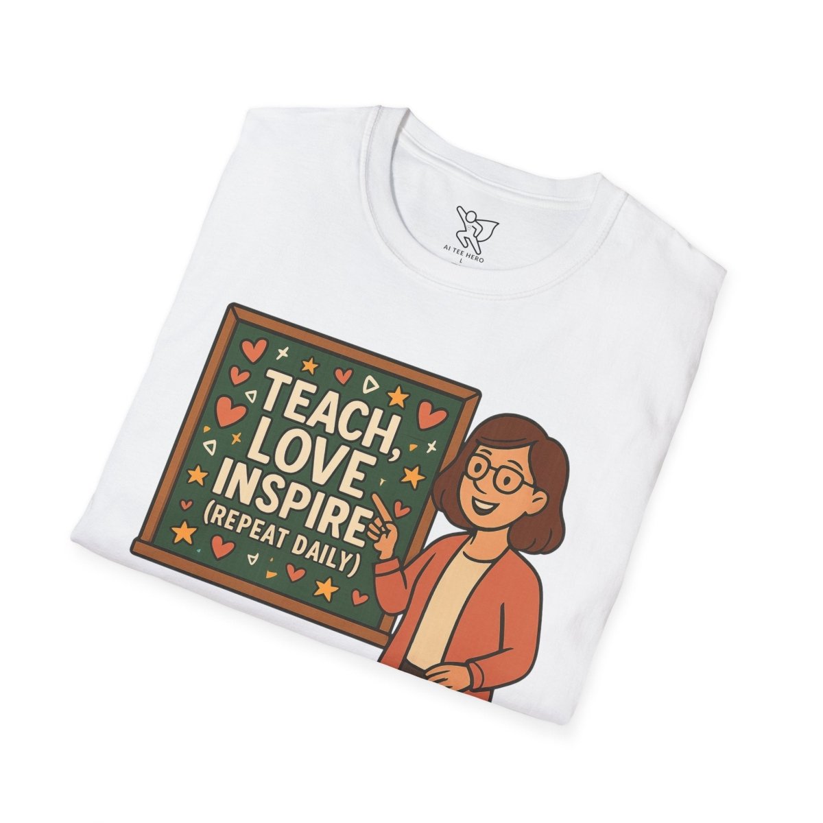 "Teach.Love.Inspire. Repeat Daily" CW - 4 Inspire Teacher T-Shirt, Gifts for Educators, Inspirational Tees, Cute Classroom Apparel, Teach Love Inspire Shirt - AI Tee Hero