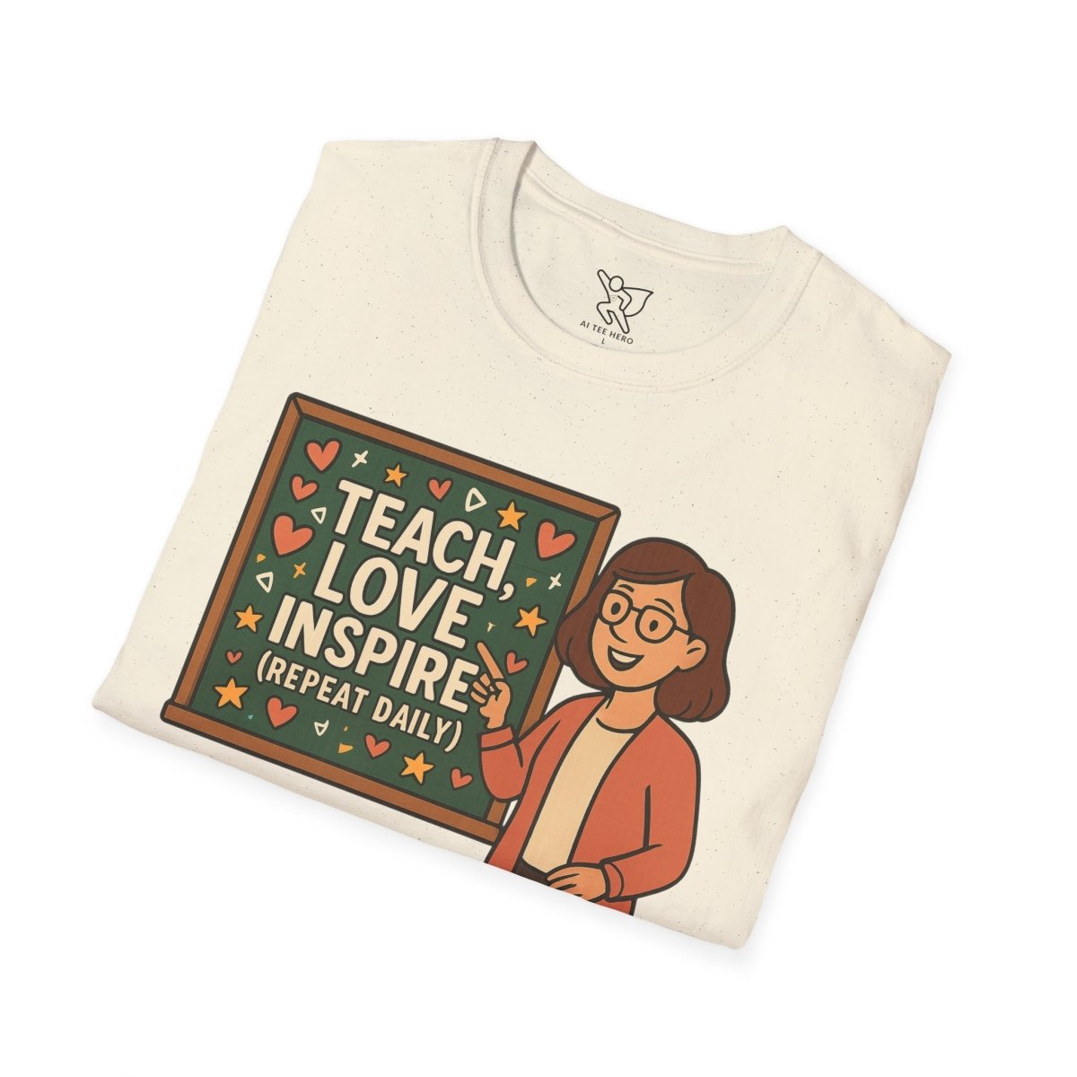 "Teach.Love.Inspire. Repeat Daily" CW - 4 Inspire Teacher T-Shirt, Gifts for Educators, Inspirational Tees, Cute Classroom Apparel, Teach Love Inspire Shirt - AI Tee Hero