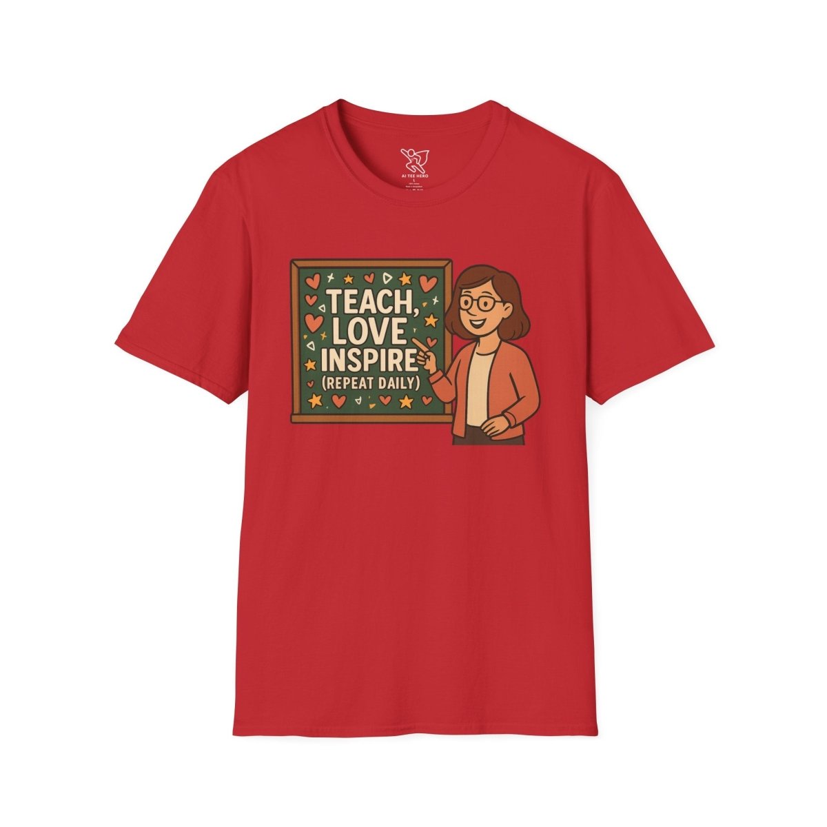 "Teach.Love.Inspire. Repeat Daily" CW - 4 Inspire Teacher T-Shirt, Gifts for Educators, Inspirational Tees, Cute Classroom Apparel, Teach Love Inspire Shirt - AI Tee Hero