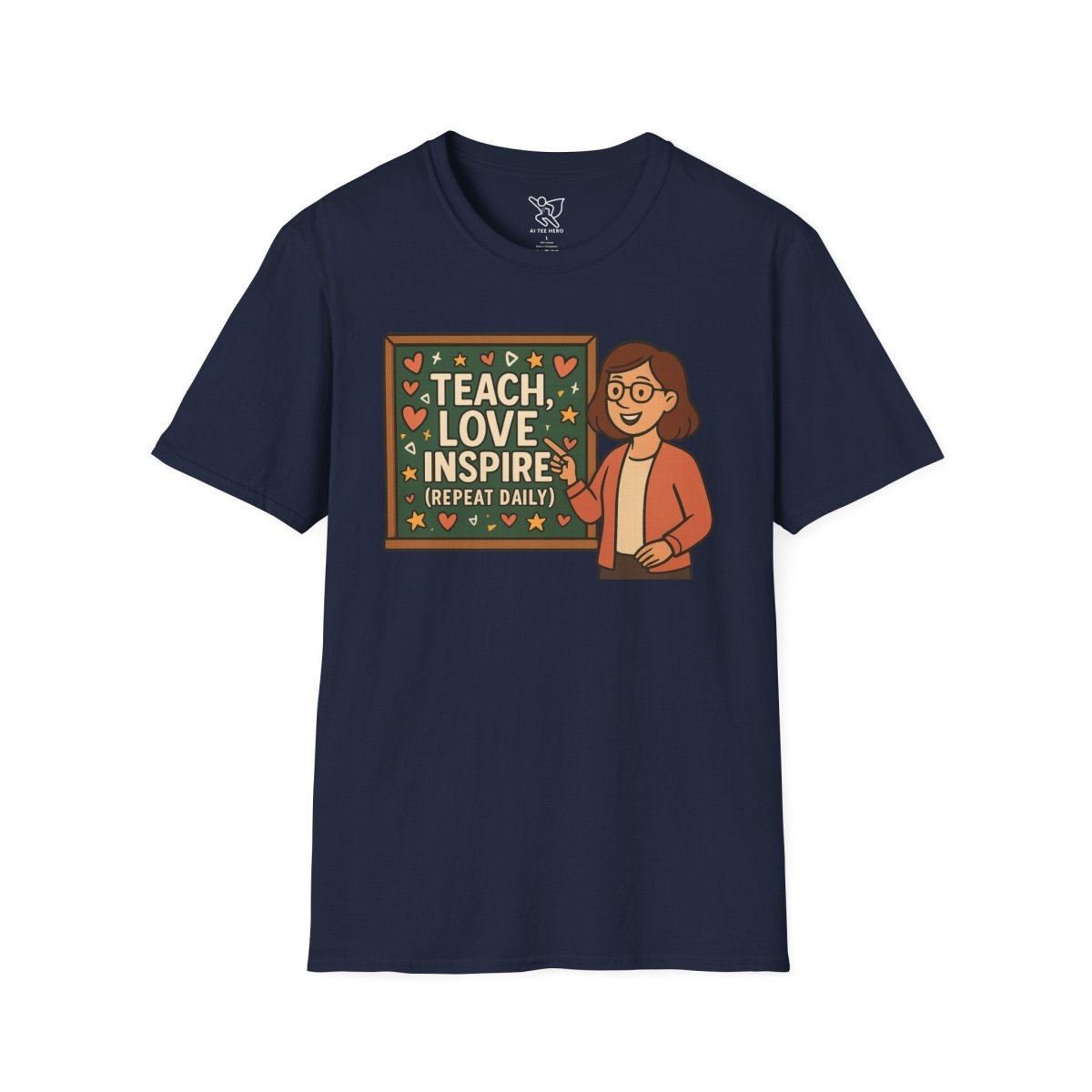 "Teach.Love.Inspire. Repeat Daily" CW - 4 Inspire Teacher T-Shirt, Gifts for Educators, Inspirational Tees, Cute Classroom Apparel, Teach Love Inspire Shirt - AI Tee Hero