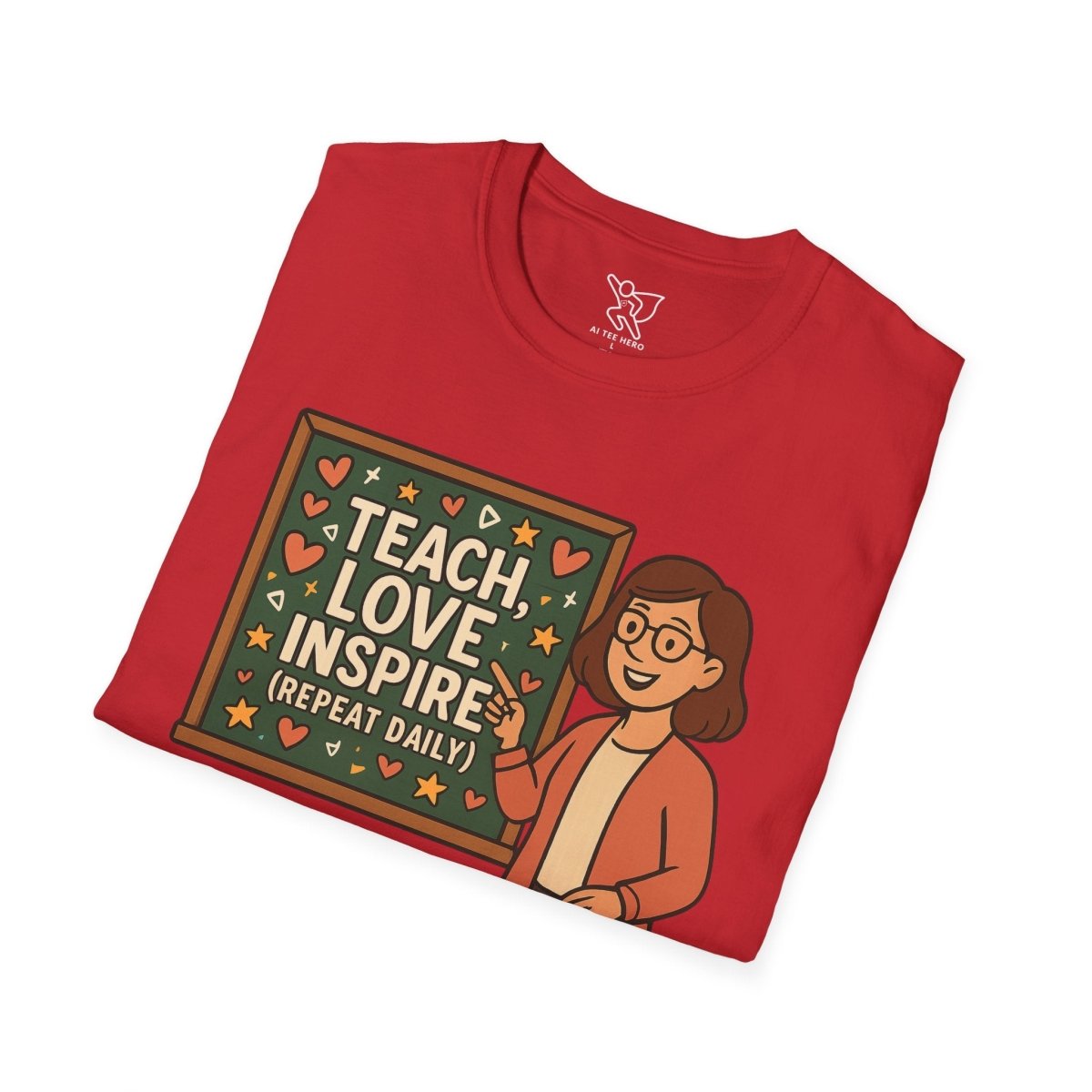 "Teach.Love.Inspire. Repeat Daily" CW - 4 Inspire Teacher T-Shirt, Gifts for Educators, Inspirational Tees, Cute Classroom Apparel, Teach Love Inspire Shirt - AI Tee Hero