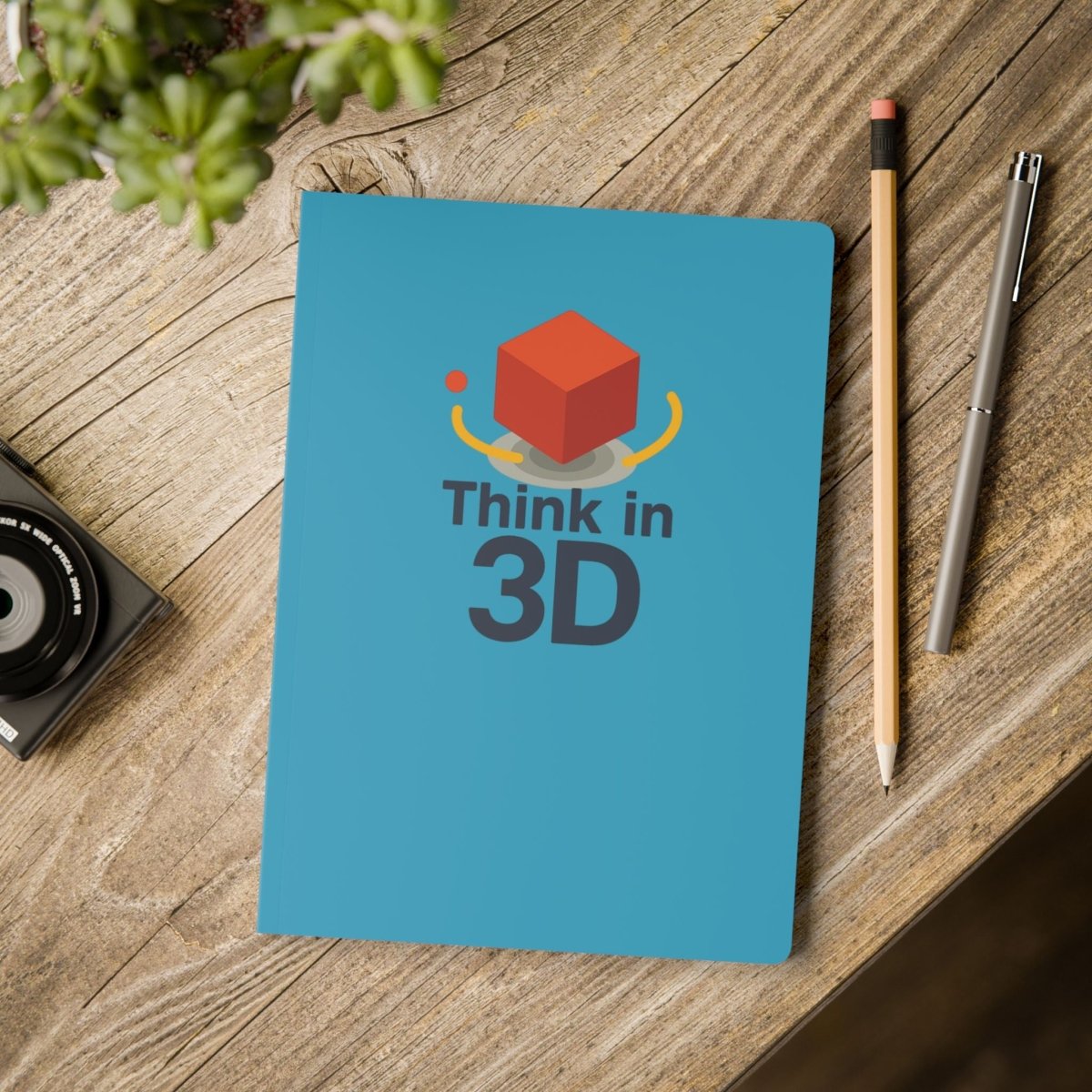 "Think in 3D" Creative & Motivational Softcover Journal, Inspirational Notebook, AI Tech Hero, Perfect for Students, Gifts, and More - AI Tee Hero
