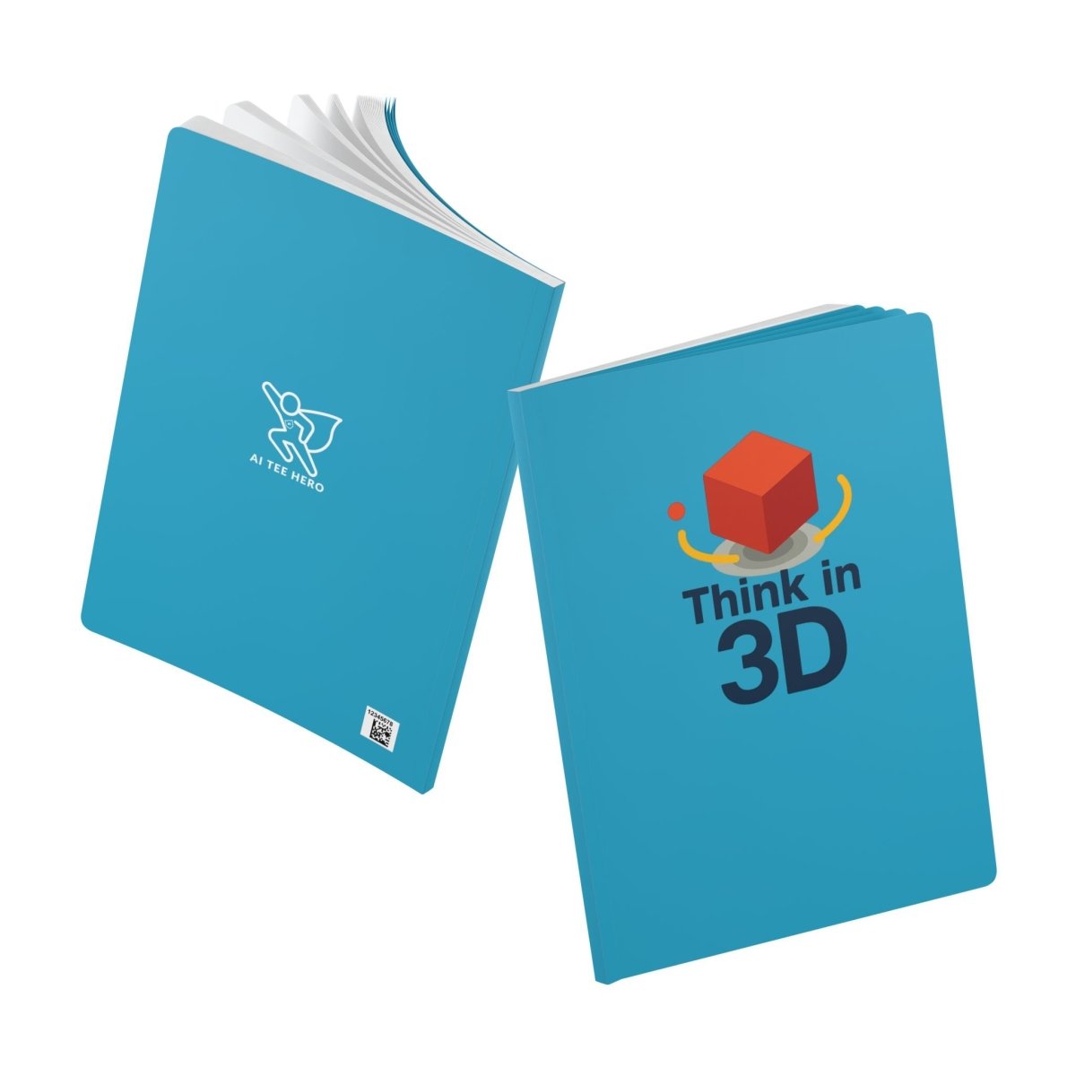 "Think in 3D" Creative & Motivational Softcover Journal, Inspirational Notebook, AI Tech Hero, Perfect for Students, Gifts, and More - AI Tee Hero