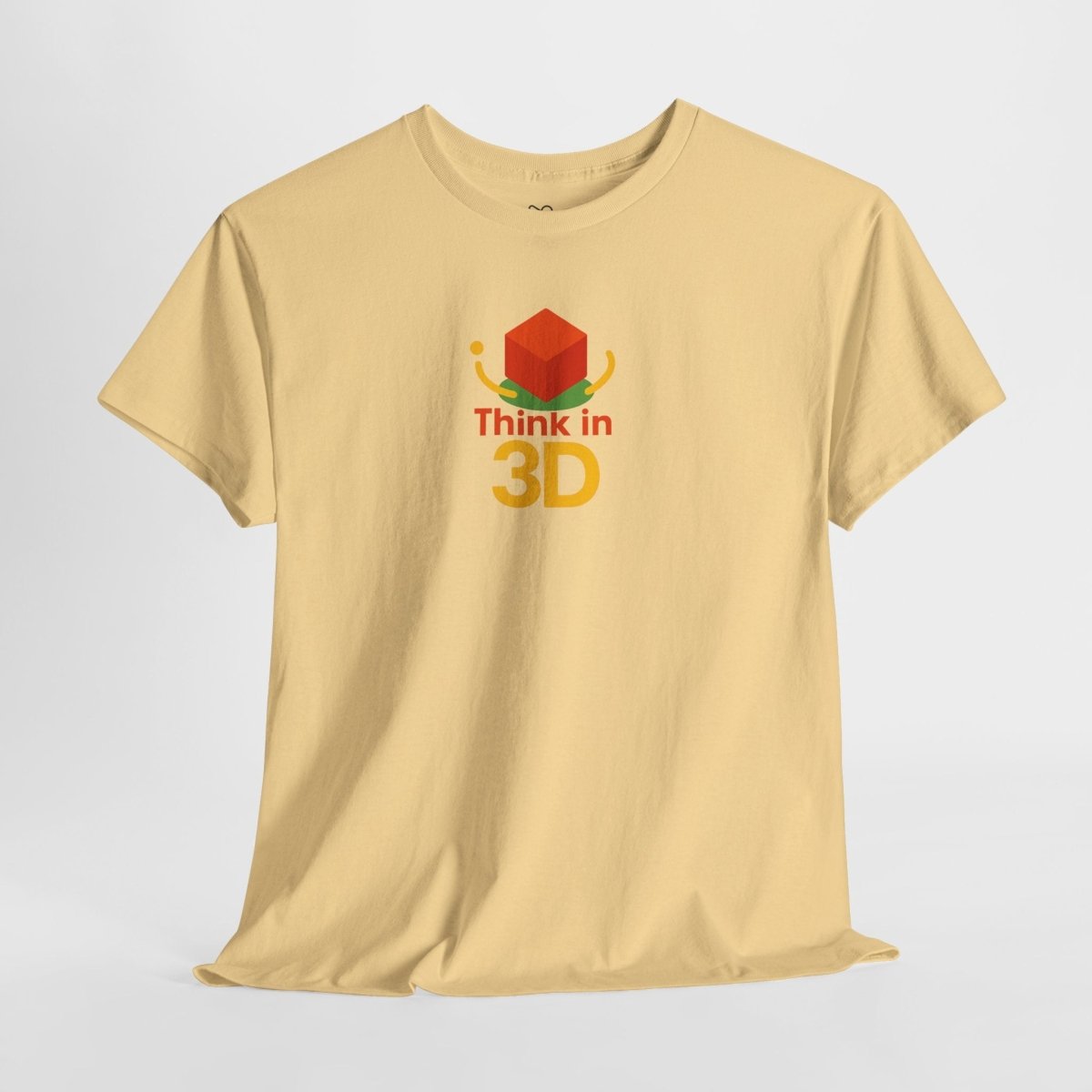 "Think in 3D" Graphic Cotton Tee, Fun T-Shirt Gift, Educational Apparel, Unisex Casual Wear, Creative Gift Idea CW - 1 Orange - AI Tee Hero