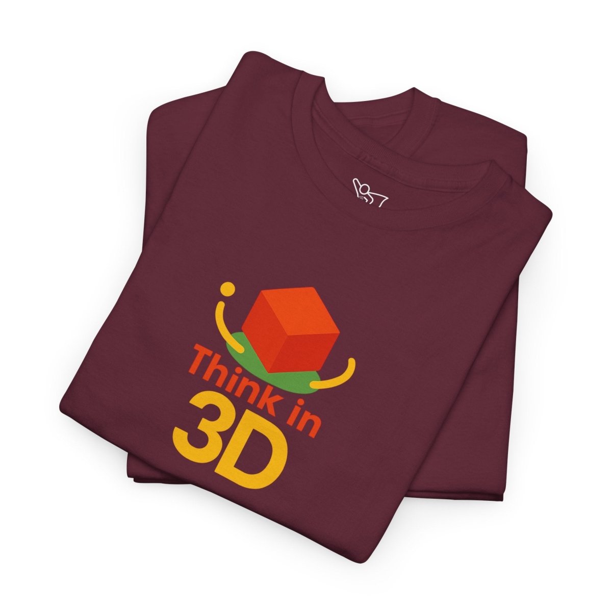 "Think in 3D" Graphic Cotton Tee, Fun T-Shirt Gift, Educational Apparel, Unisex Casual Wear, Creative Gift Idea CW - 1 Orange - AI Tee Hero