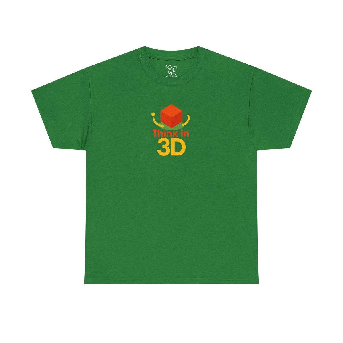 "Think in 3D" Graphic Cotton Tee, Fun T-Shirt Gift, Educational Apparel, Unisex Casual Wear, Creative Gift Idea CW - 1 Orange - AI Tee Hero