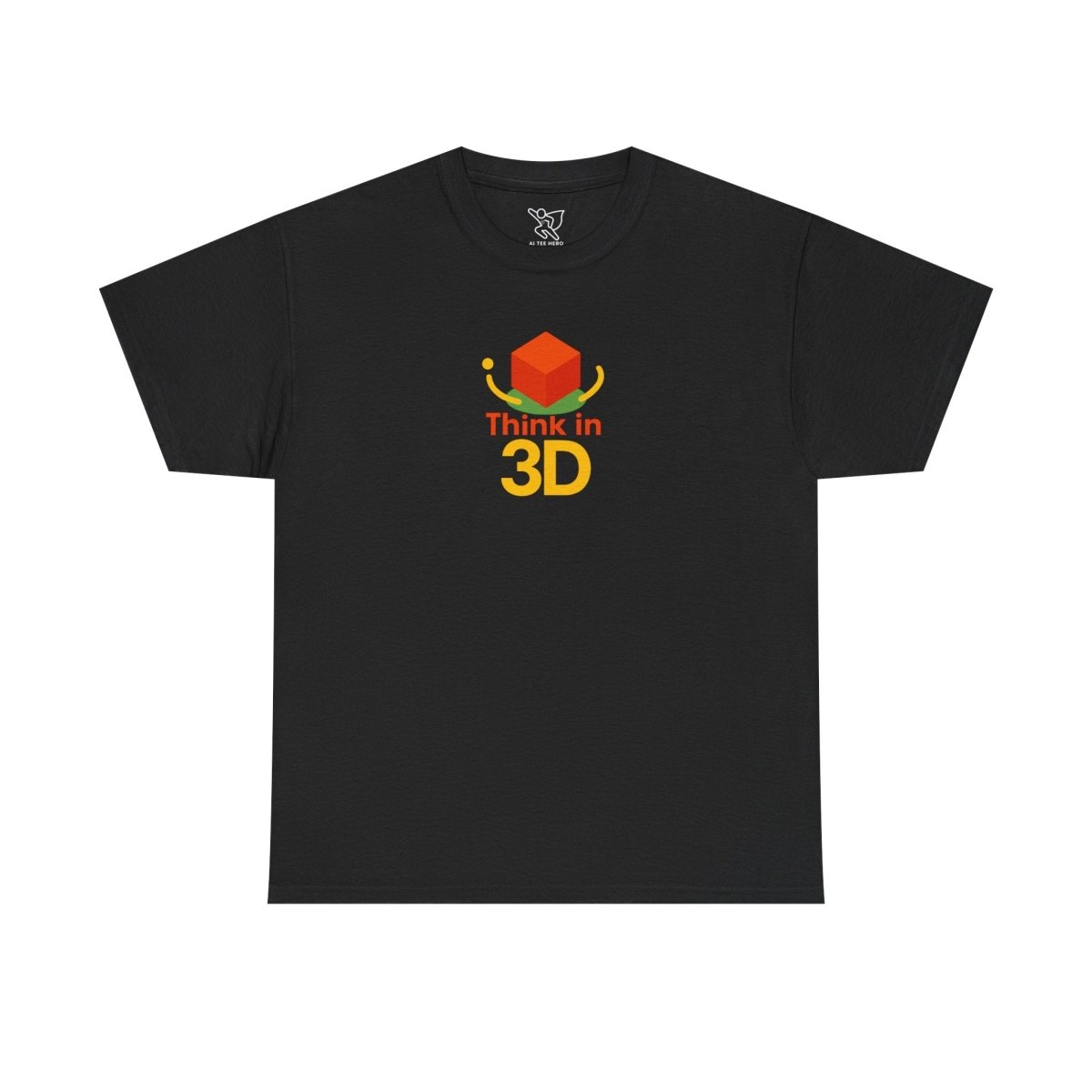 "Think in 3D" Graphic Cotton Tee, Fun T-Shirt Gift, Educational Apparel, Unisex Casual Wear, Creative Gift Idea CW - 1 Orange - AI Tee Hero