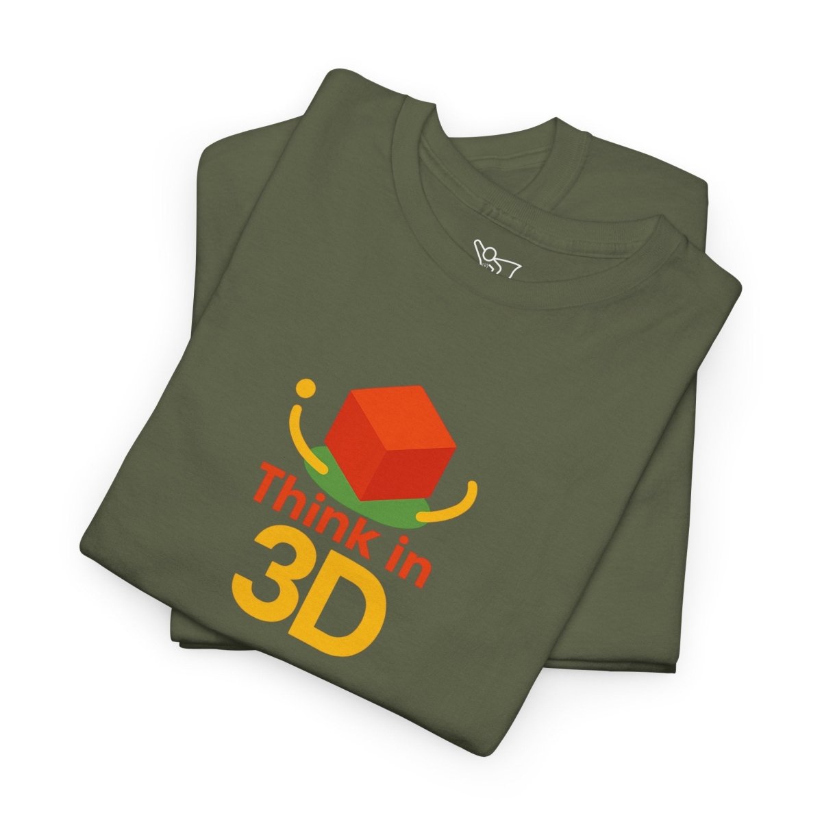 "Think in 3D" Graphic Cotton Tee, Fun T-Shirt Gift, Educational Apparel, Unisex Casual Wear, Creative Gift Idea CW - 1 Orange - AI Tee Hero