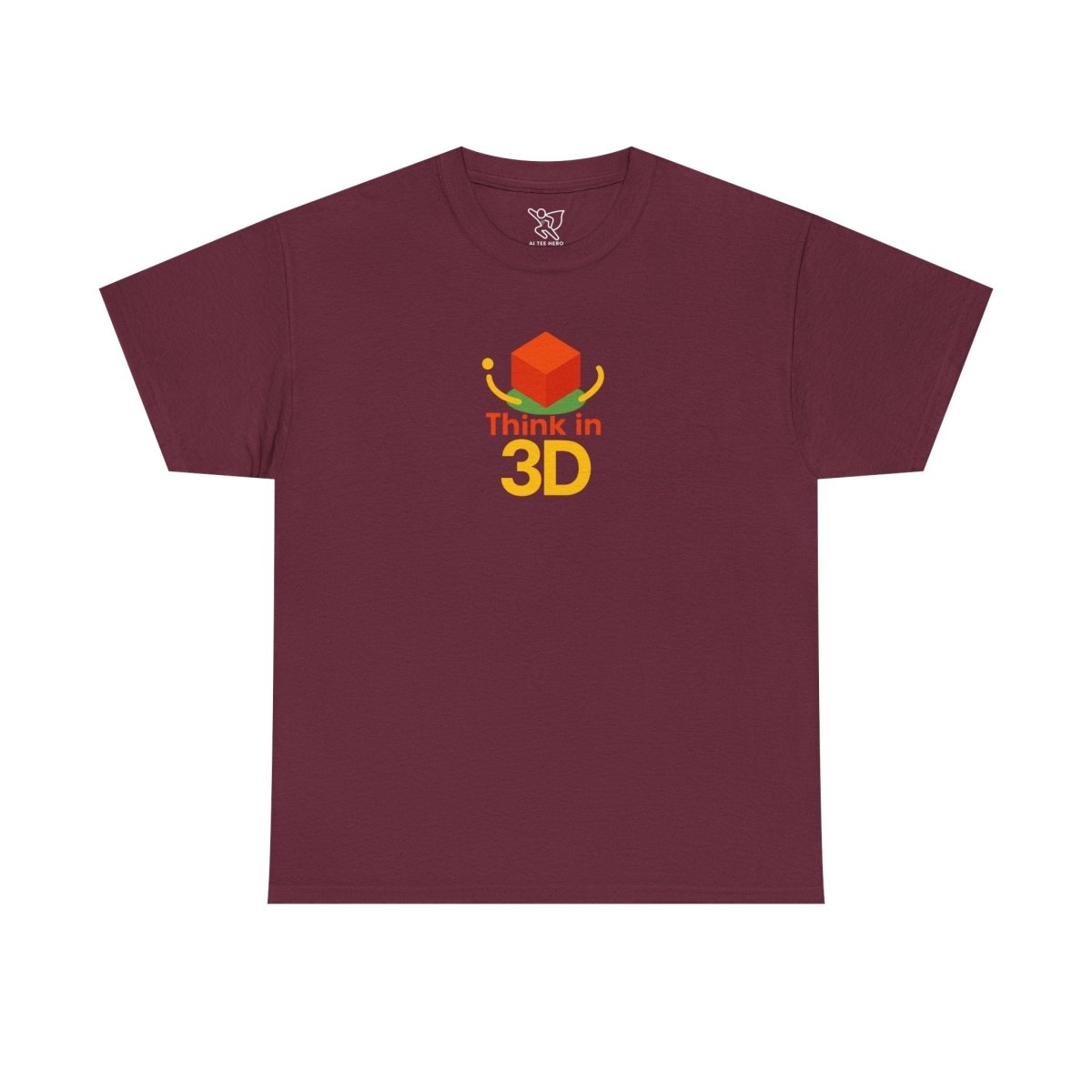 "Think in 3D" Graphic Cotton Tee, Fun T-Shirt Gift, Educational Apparel, Unisex Casual Wear, Creative Gift Idea CW - 1 Orange - AI Tee Hero