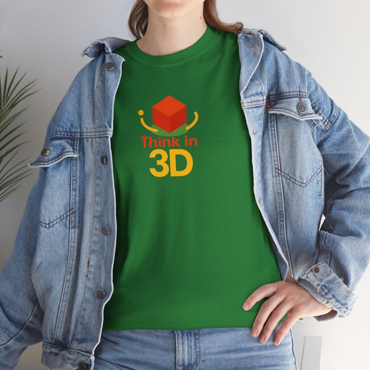"Think in 3D" Graphic Cotton Tee, Fun T-Shirt Gift, Educational Apparel, Unisex Casual Wear, Creative Gift Idea CW - 1 Orange - AI Tee Hero