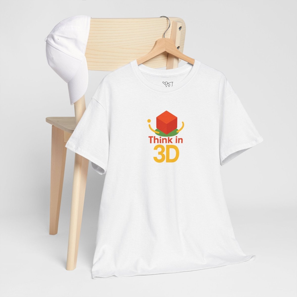 "Think in 3D" Graphic Cotton Tee, Fun T-Shirt Gift, Educational Apparel, Unisex Casual Wear, Creative Gift Idea CW - 1 Orange - AI Tee Hero