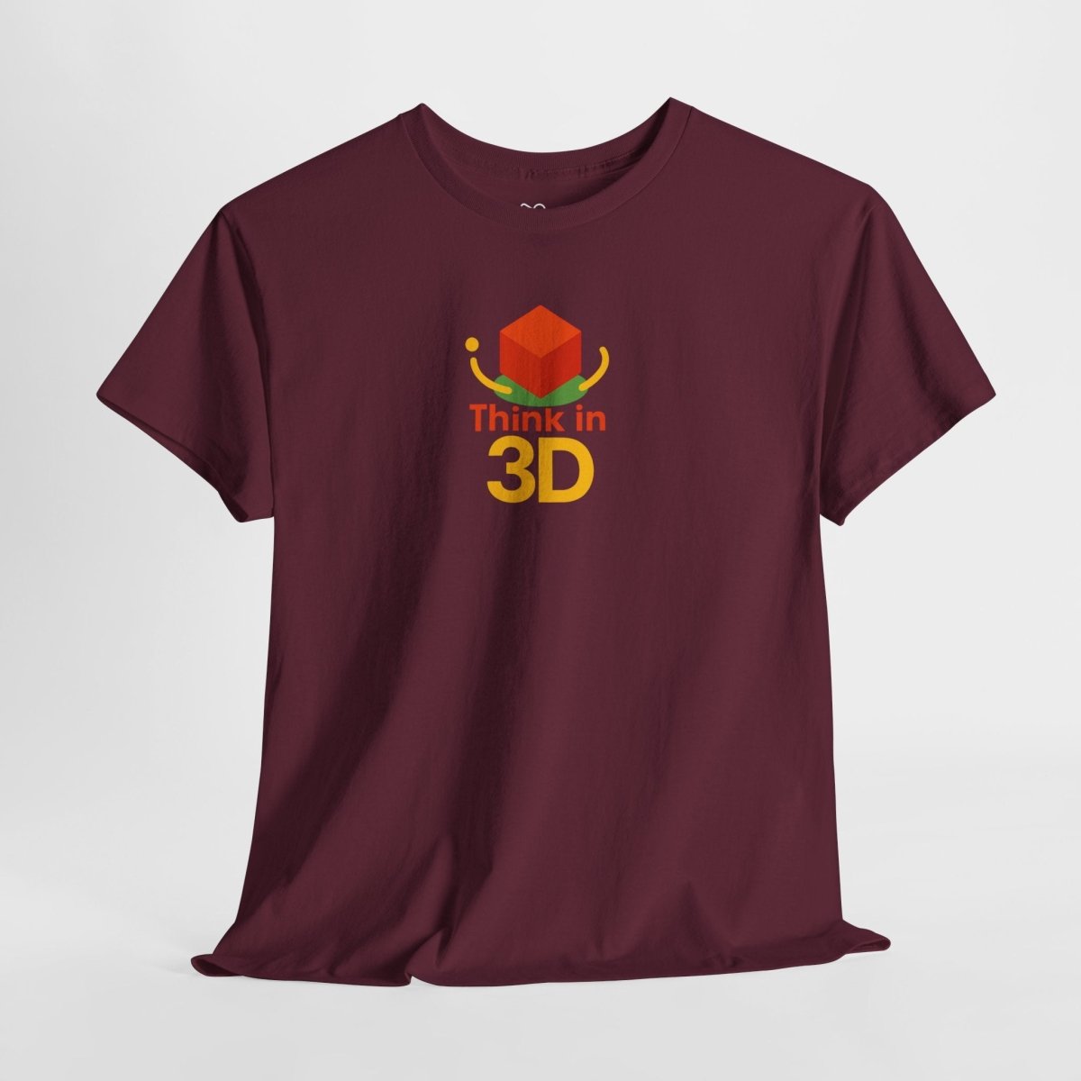 "Think in 3D" Graphic Cotton Tee, Fun T-Shirt Gift, Educational Apparel, Unisex Casual Wear, Creative Gift Idea CW - 1 Orange - AI Tee Hero