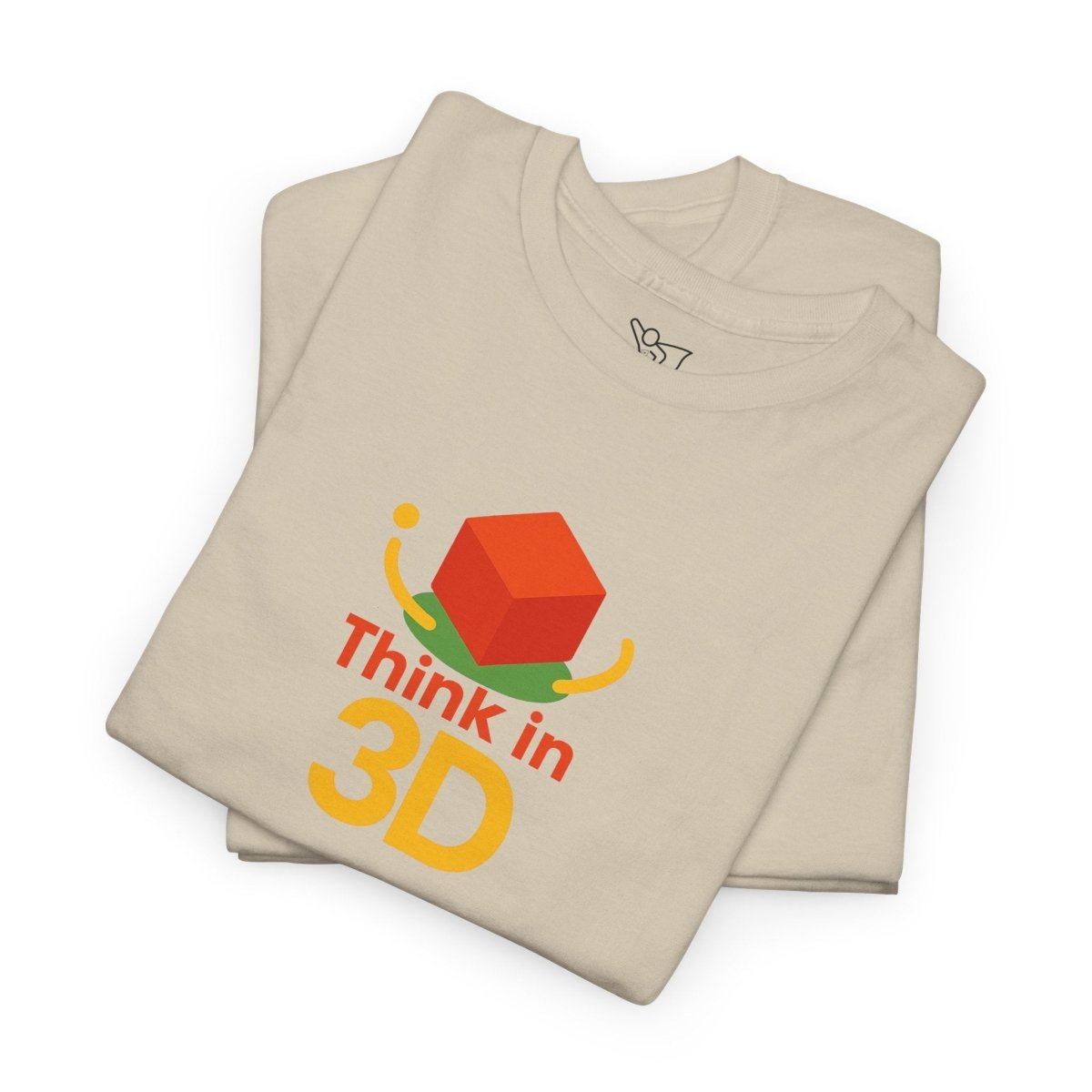 "Think in 3D" Graphic Cotton Tee, Fun T-Shirt Gift, Educational Apparel, Unisex Casual Wear, Creative Gift Idea CW - 1 Orange - AI Tee Hero
