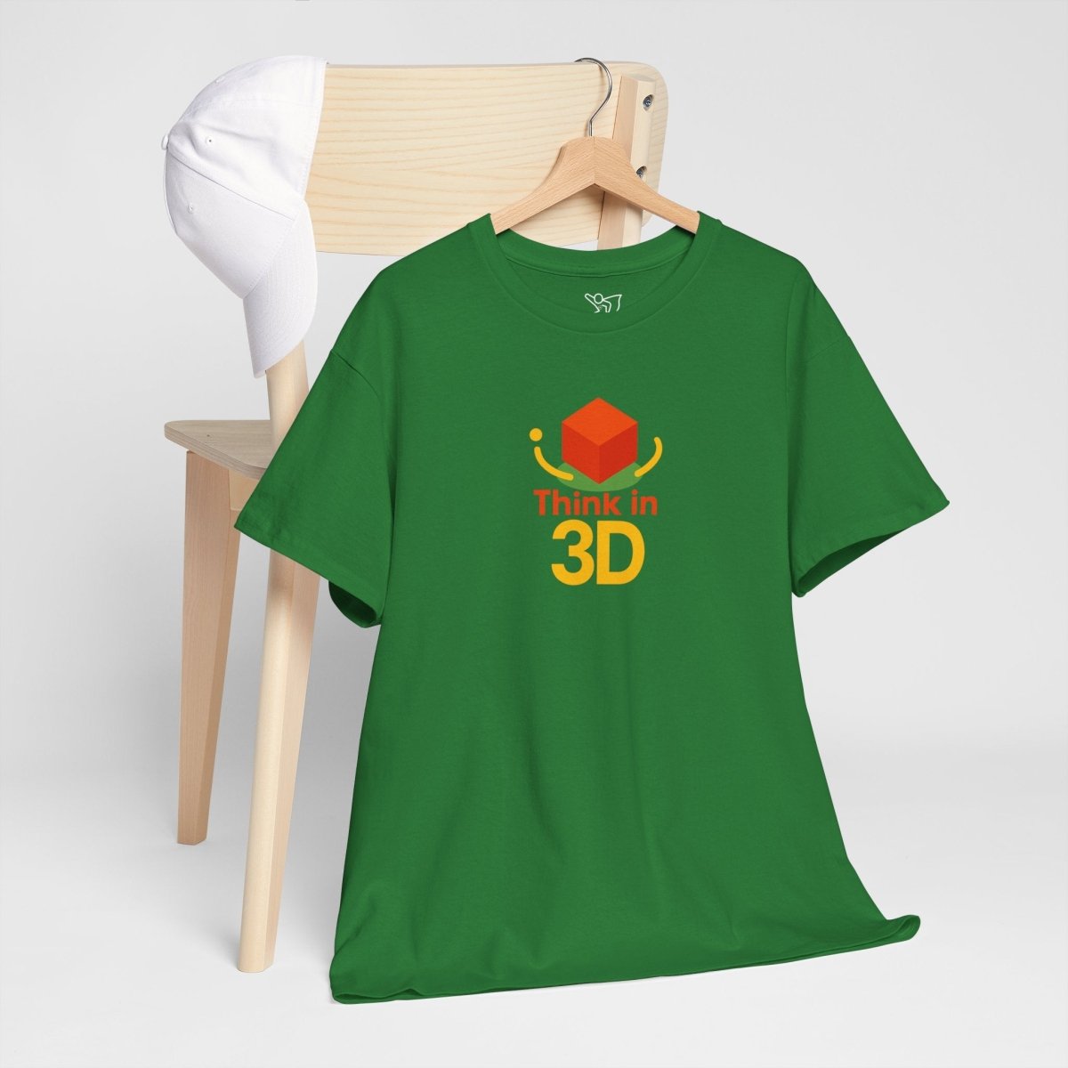 "Think in 3D" Graphic Cotton Tee, Fun T-Shirt Gift, Educational Apparel, Unisex Casual Wear, Creative Gift Idea CW - 1 Orange - AI Tee Hero