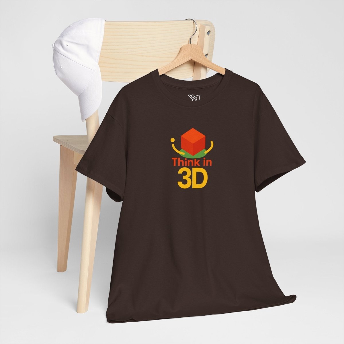"Think in 3D" Graphic Cotton Tee, Fun T-Shirt Gift, Educational Apparel, Unisex Casual Wear, Creative Gift Idea CW - 1 Orange - AI Tee Hero
