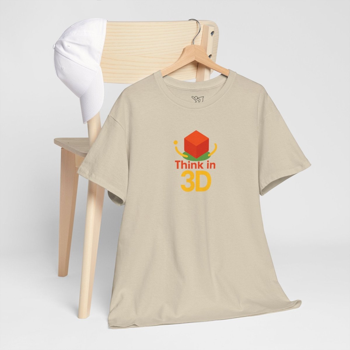 "Think in 3D" Graphic Cotton Tee, Fun T-Shirt Gift, Educational Apparel, Unisex Casual Wear, Creative Gift Idea CW - 1 Orange - AI Tee Hero