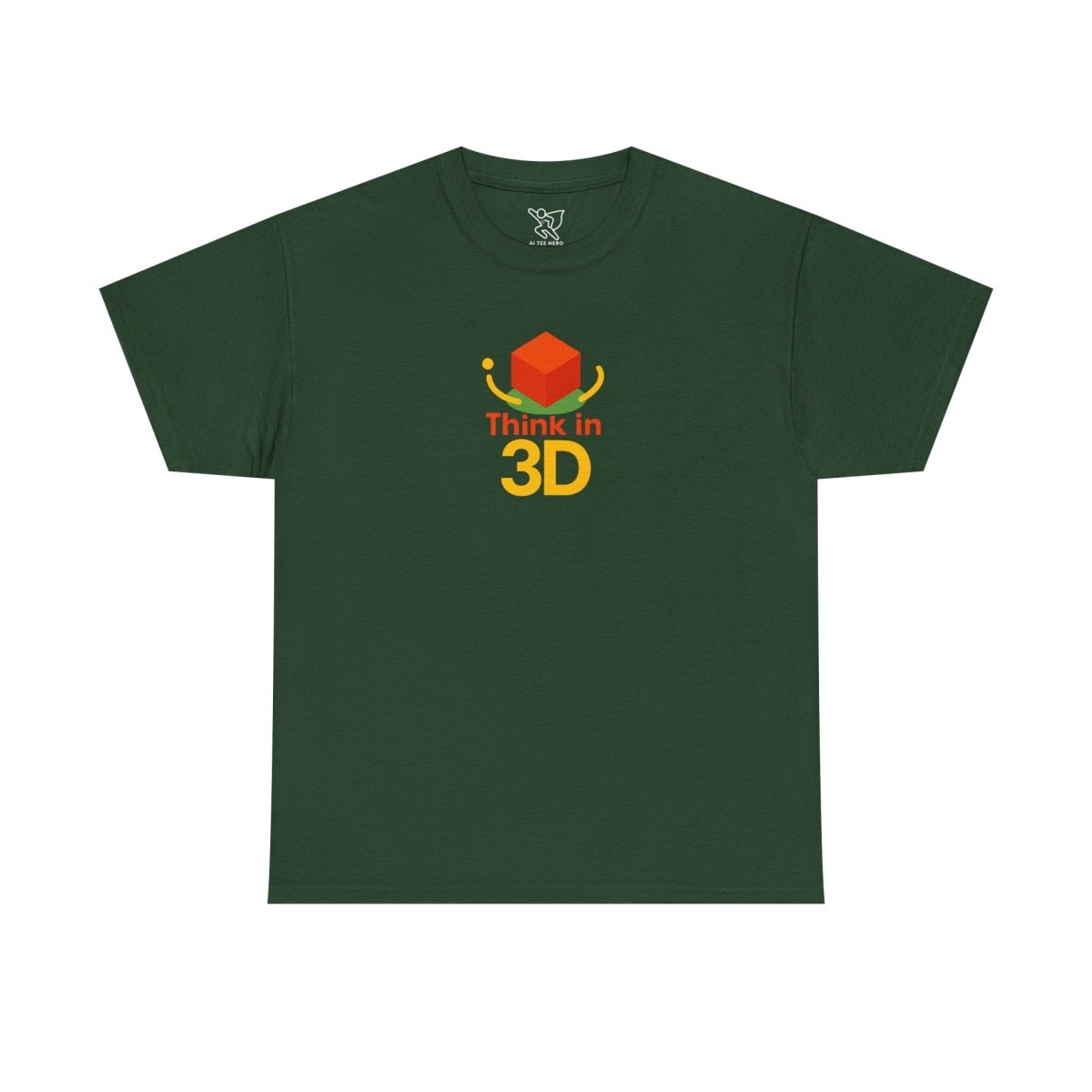 "Think in 3D" Graphic Cotton Tee, Fun T-Shirt Gift, Educational Apparel, Unisex Casual Wear, Creative Gift Idea CW - 1 Orange - AI Tee Hero