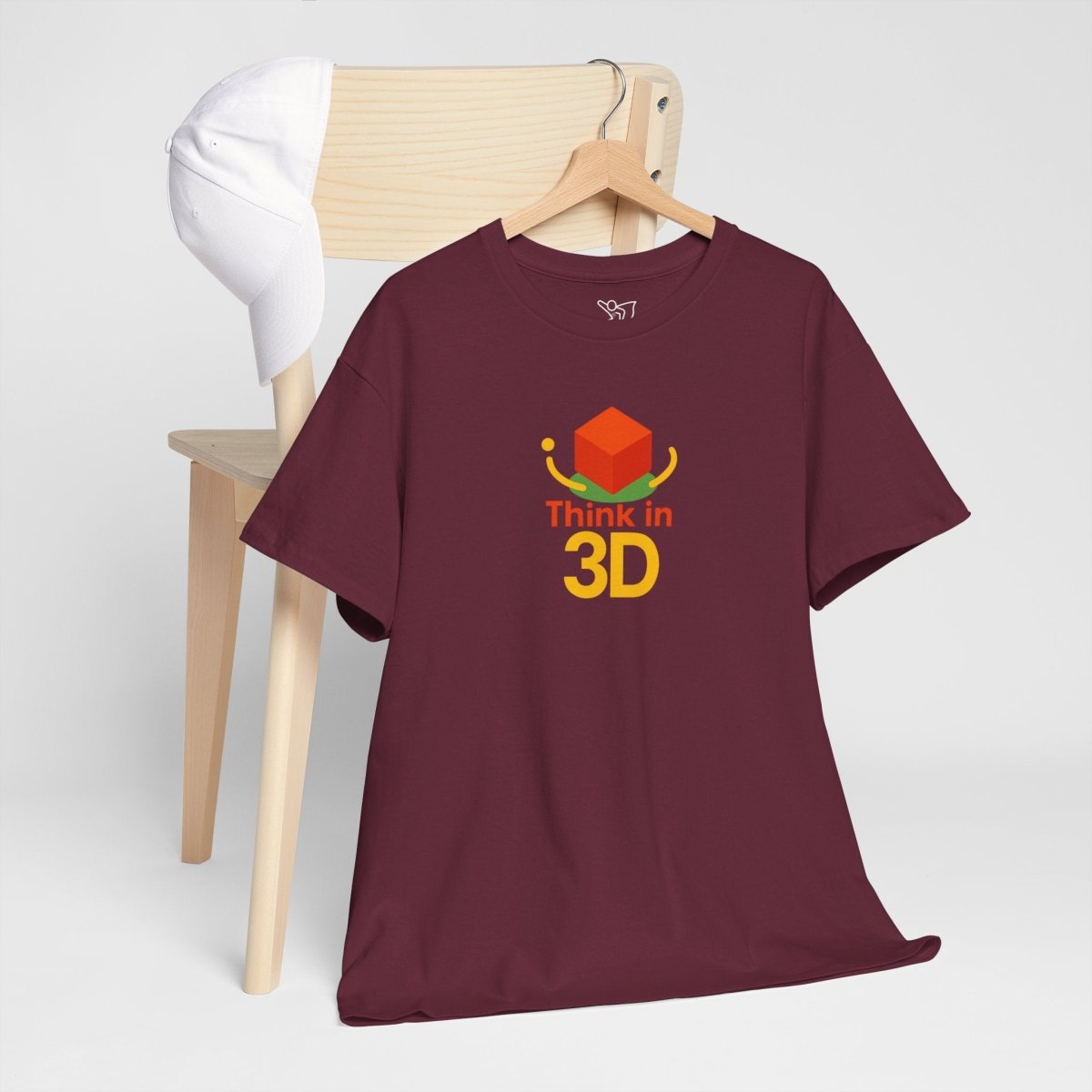 "Think in 3D" Graphic Cotton Tee, Fun T-Shirt Gift, Educational Apparel, Unisex Casual Wear, Creative Gift Idea CW - 1 Orange - AI Tee Hero