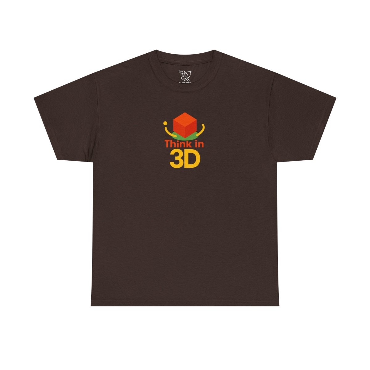 "Think in 3D" Graphic Cotton Tee, Fun T-Shirt Gift, Educational Apparel, Unisex Casual Wear, Creative Gift Idea CW - 1 Orange - AI Tee Hero