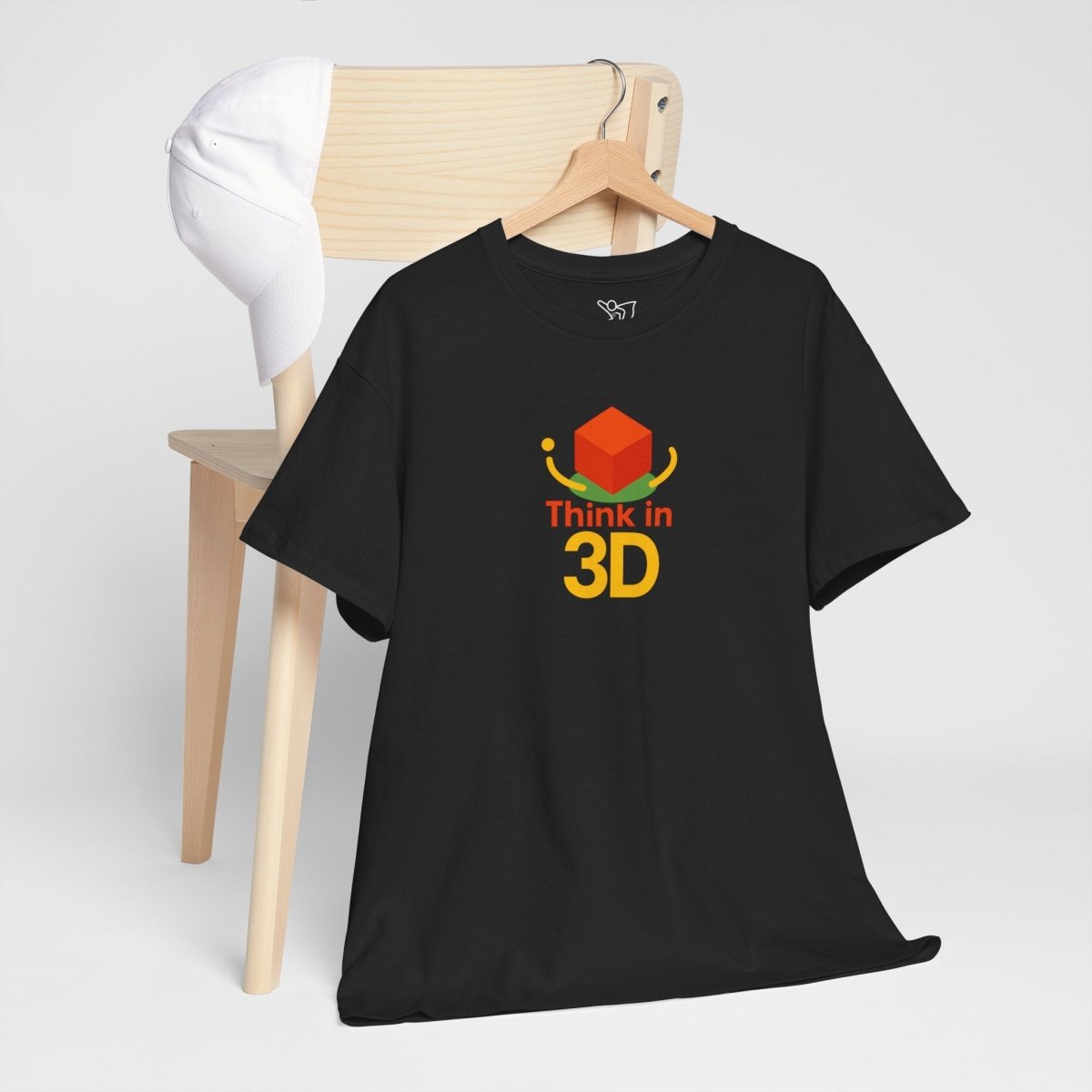 "Think in 3D" Graphic Cotton Tee, Fun T-Shirt Gift, Educational Apparel, Unisex Casual Wear, Creative Gift Idea CW - 1 Orange - AI Tee Hero