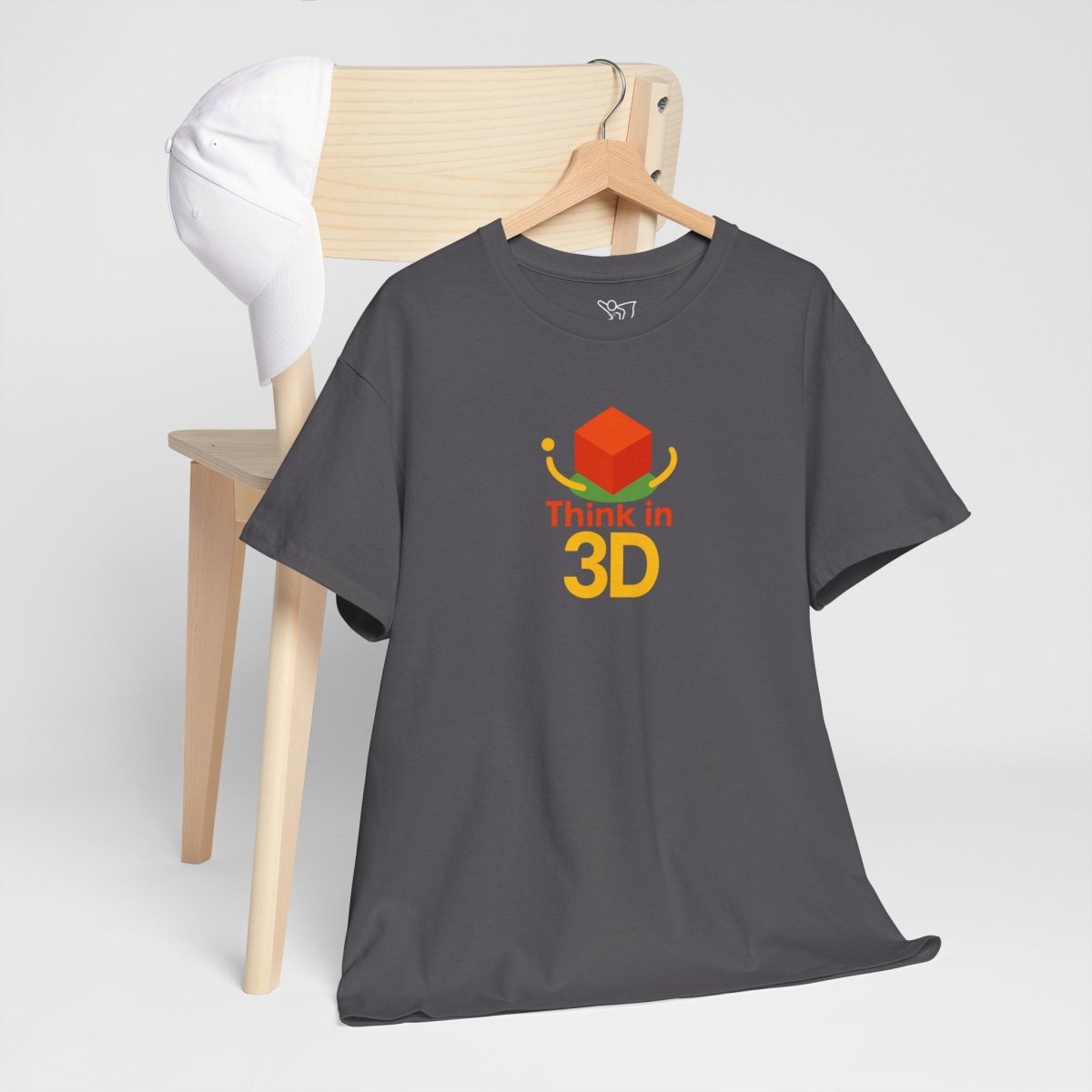 "Think in 3D" Graphic Cotton Tee, Fun T-Shirt Gift, Educational Apparel, Unisex Casual Wear, Creative Gift Idea CW - 1 Orange - AI Tee Hero