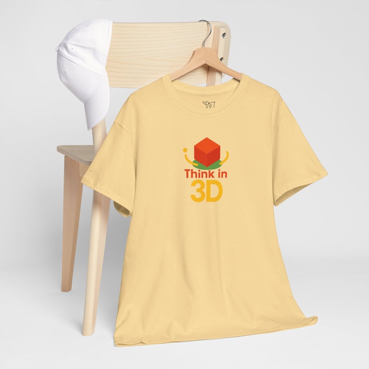 "Think in 3D" Graphic Cotton Tee, Fun T-Shirt Gift, Educational Apparel, Unisex Casual Wear, Creative Gift Idea CW - 1 Orange - AI Tee Hero
