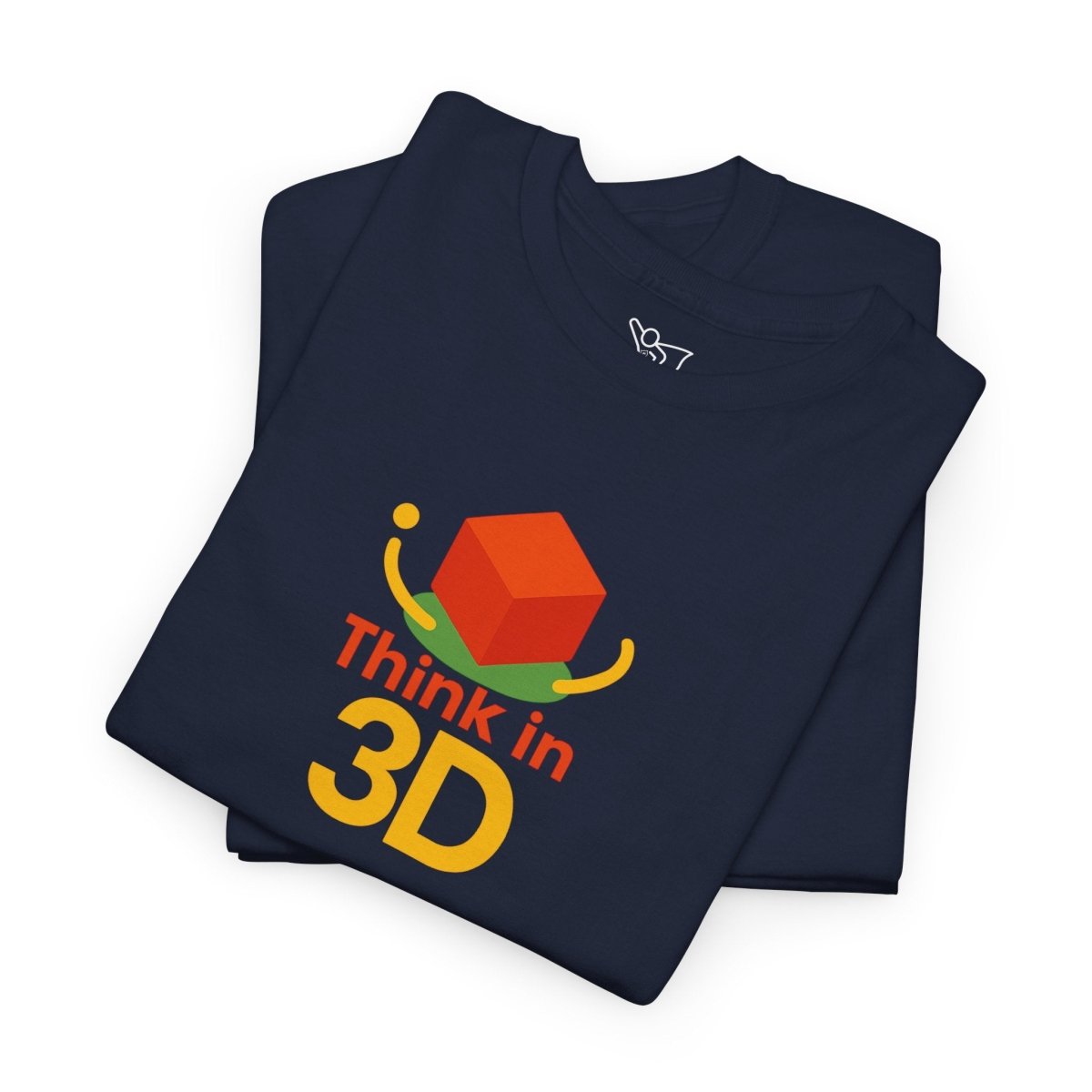 "Think in 3D" Graphic Cotton Tee, Fun T-Shirt Gift, Educational Apparel, Unisex Casual Wear, Creative Gift Idea CW - 1 Orange - AI Tee Hero