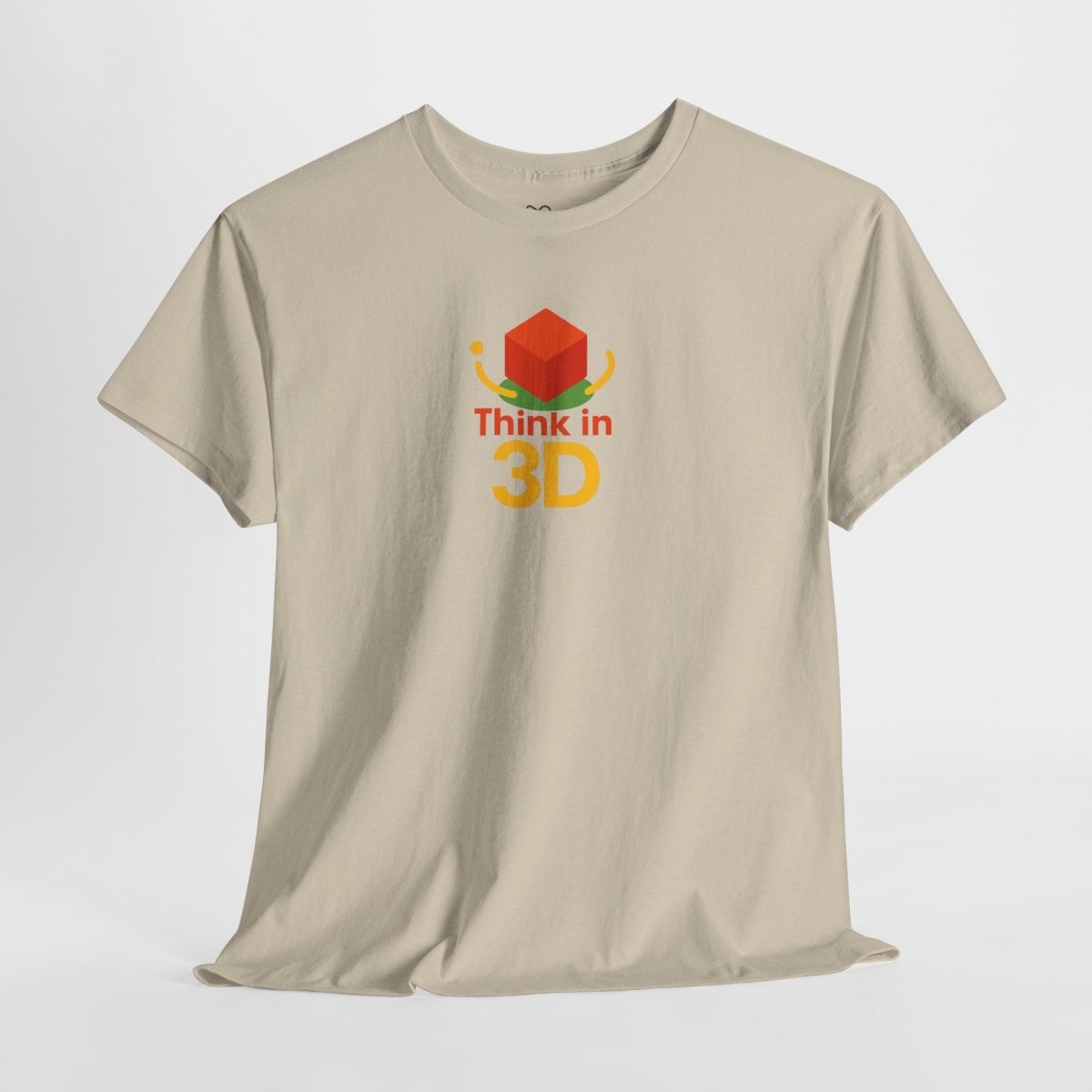 "Think in 3D" Graphic Cotton Tee, Fun T-Shirt Gift, Educational Apparel, Unisex Casual Wear, Creative Gift Idea CW - 1 Orange - AI Tee Hero